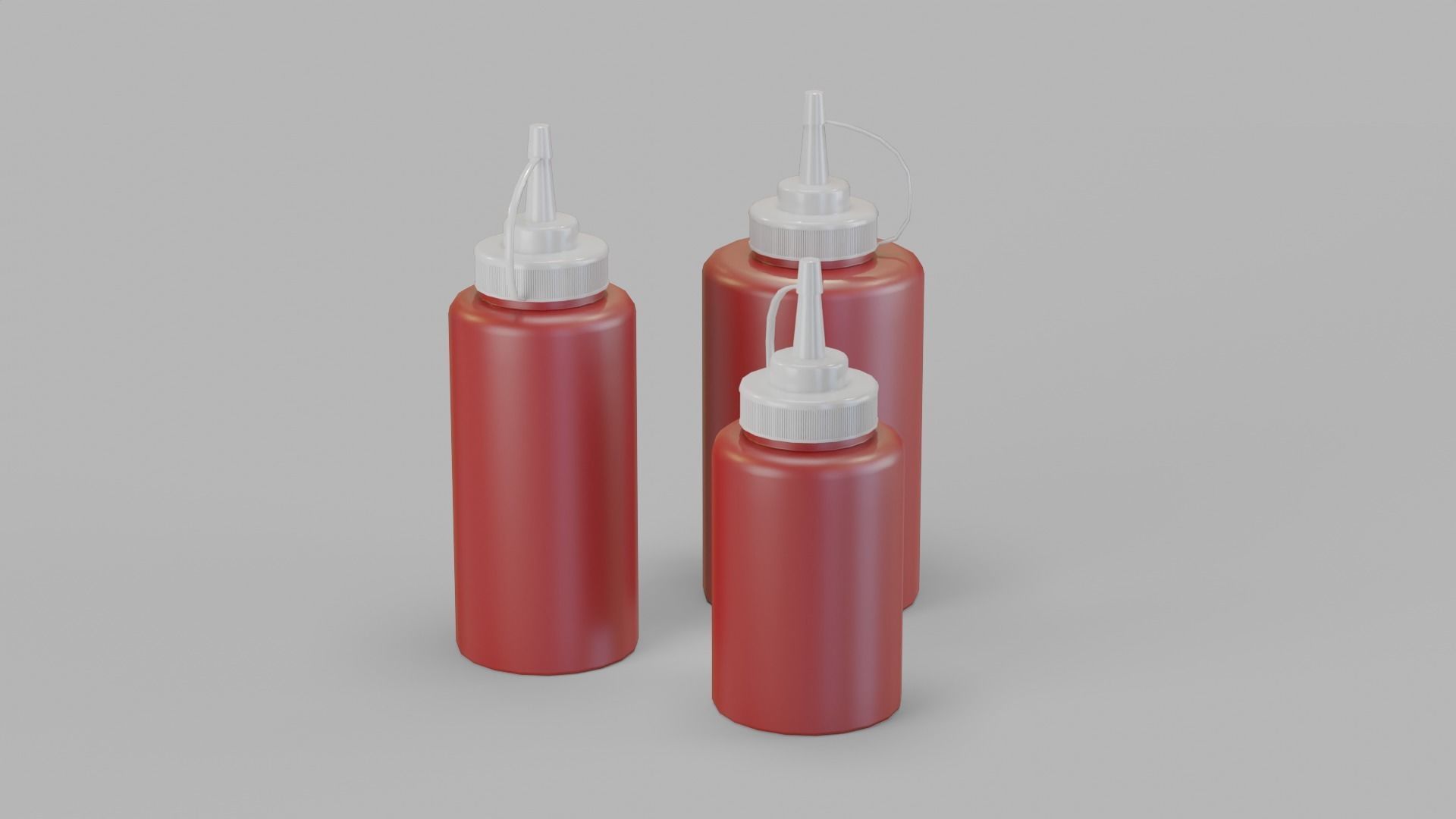 3 in 1 Ketchup Bottles Low-poly 3D model_8