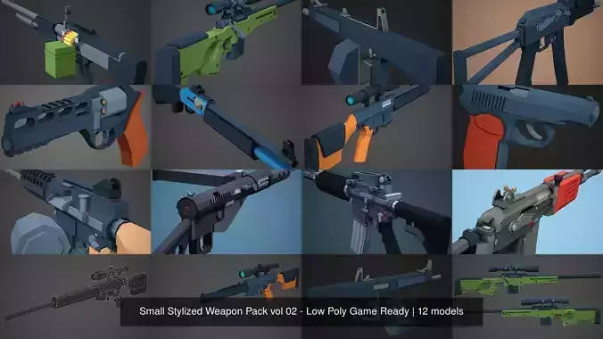 Small Stylized Weapon Pack vol 02 - Low Poly Game Ready 3D Model Collection
