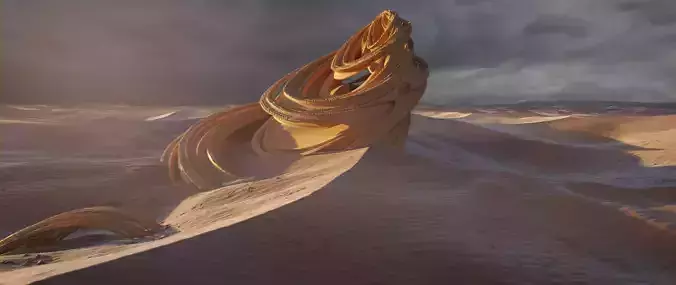 Desert Dunes with ancient alien monuments 3D model