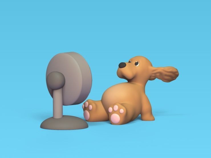 Dog with Fan 3D print model_1
