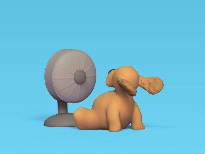 Dog with Fan 3D print model_2