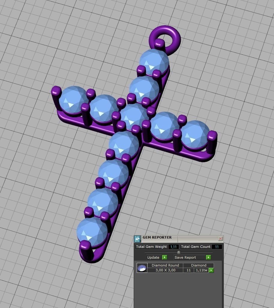Diamond Cross Necklace with 3mm stones setting  1CT TW 3D print model_21
