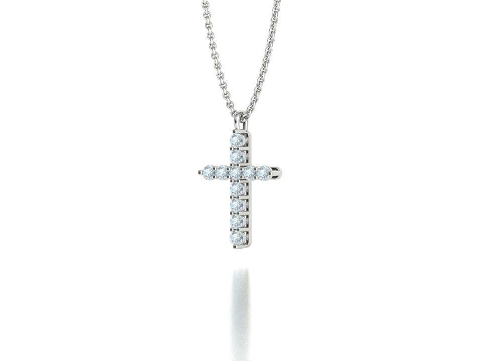 Diamond Cross Necklace with 3mm stones setting  1CT TW 3D print model_29