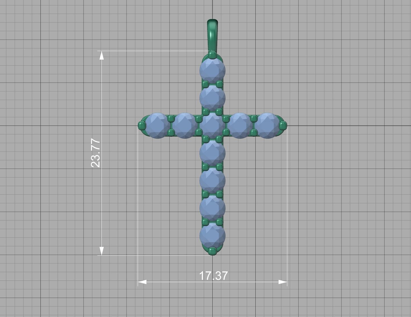 Diamond Cross Necklace with 3mm stones setting  1CT TW 3D print model_16