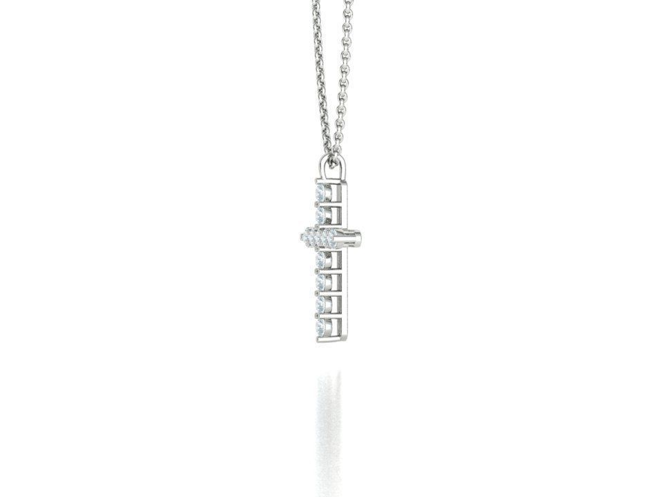 Diamond Cross Necklace with 3mm stones setting  1CT TW 3D print model_32