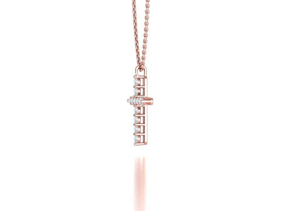Diamond Cross Necklace with 3mm stones setting  1CT TW 3D print model_31