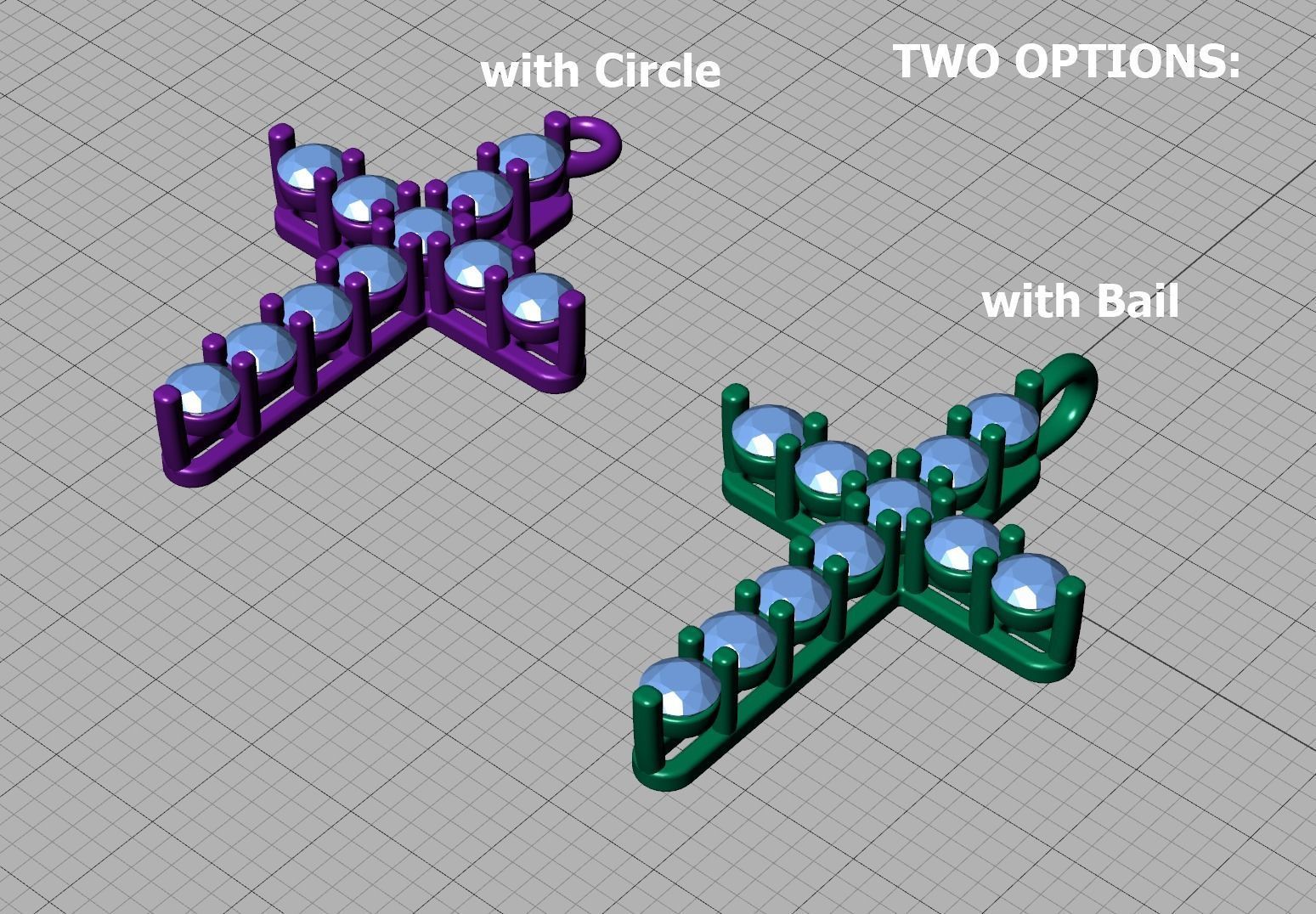 Diamond Cross Necklace with 3mm stones setting  1CT TW 3D print model_7