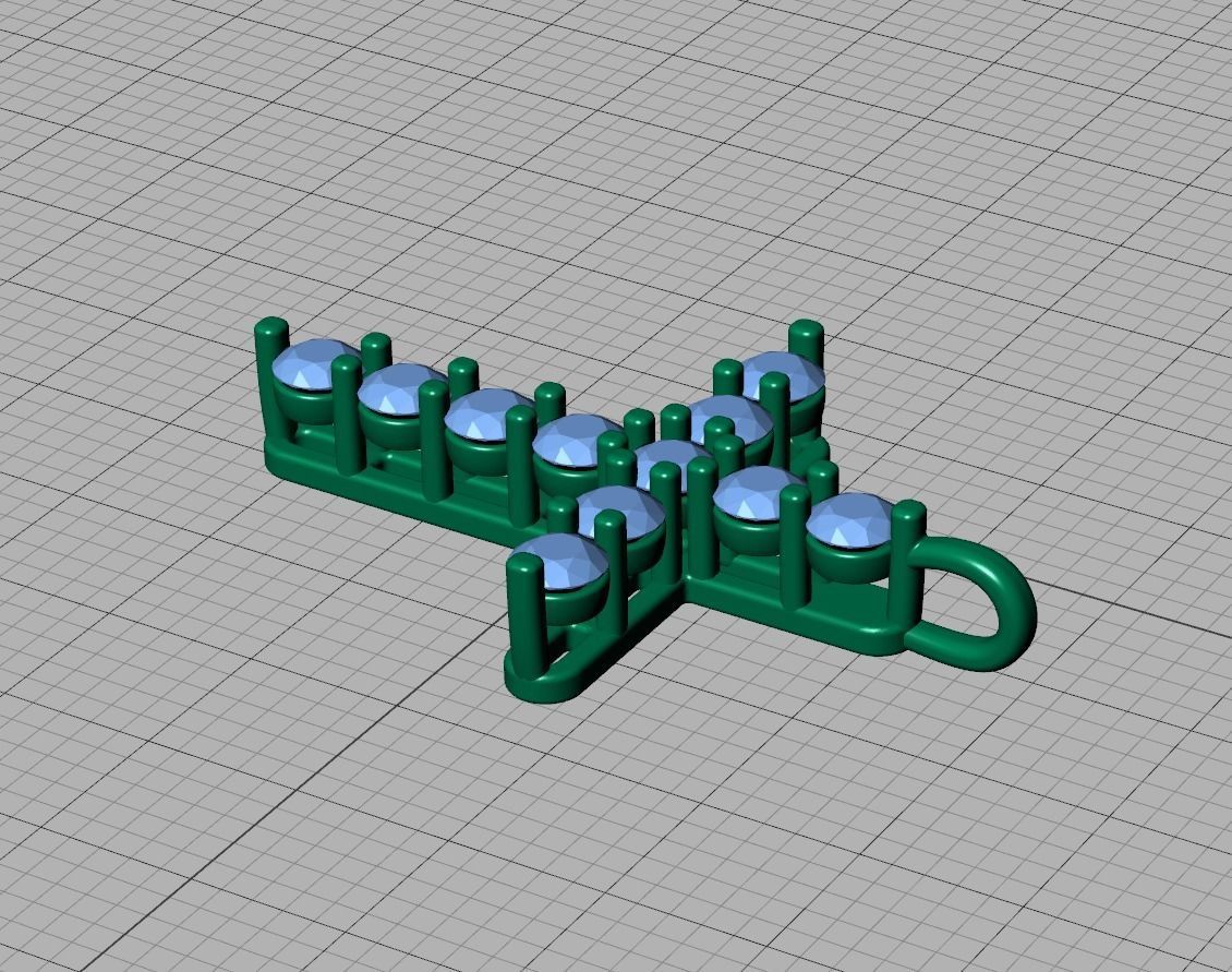 Diamond Cross Necklace with 3mm stones setting  1CT TW 3D print model_18