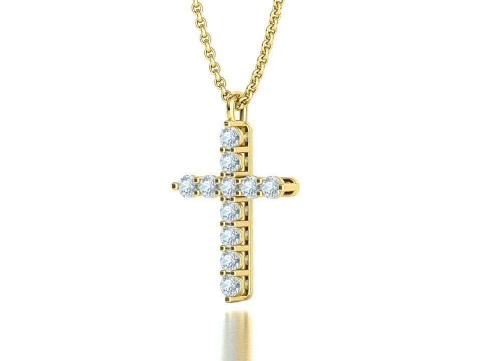 Diamond Cross Necklace with 3mm stones setting  1CT TW 3D print model_24