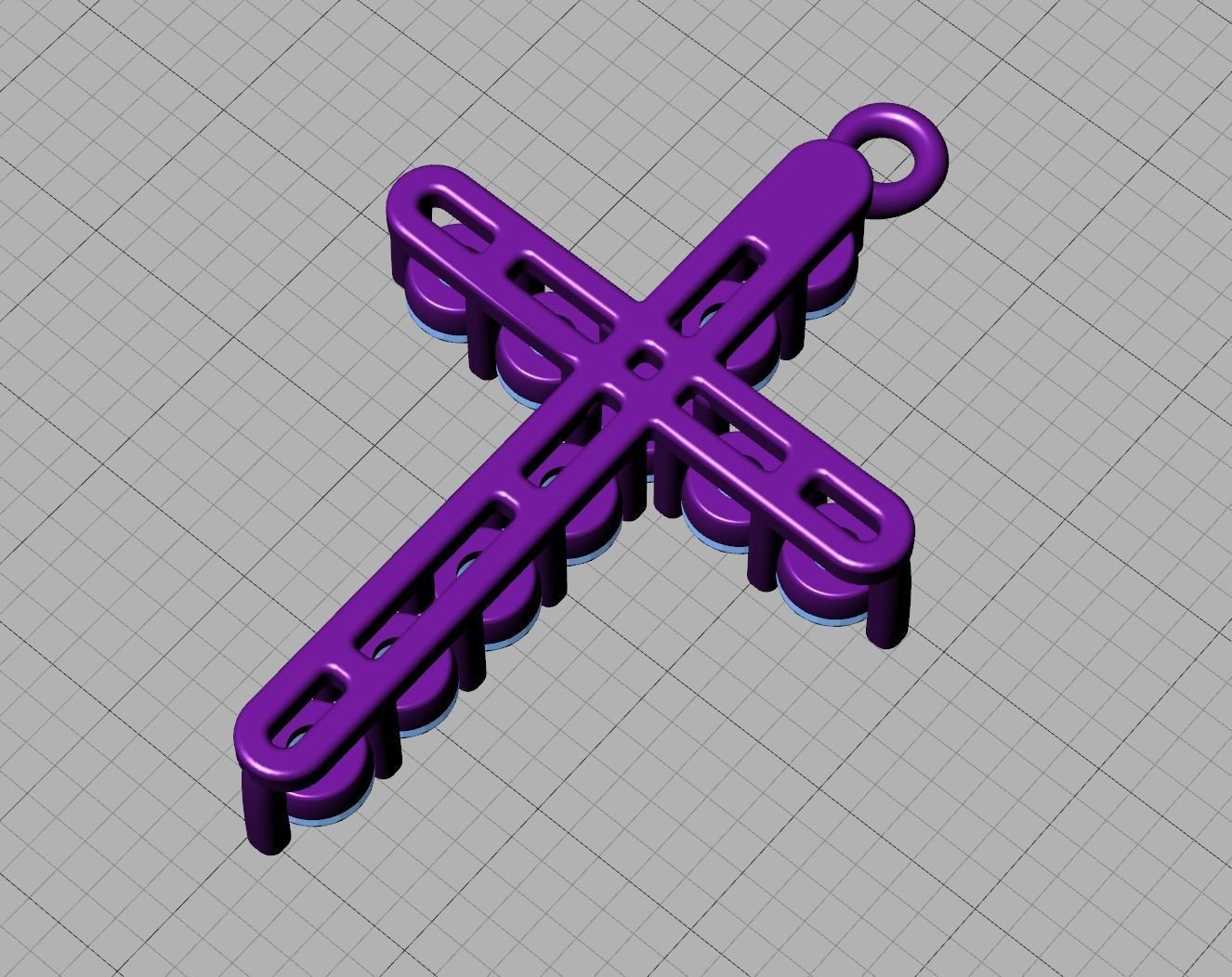 Diamond Cross Necklace with 3mm stones setting  1CT TW 3D print model_12