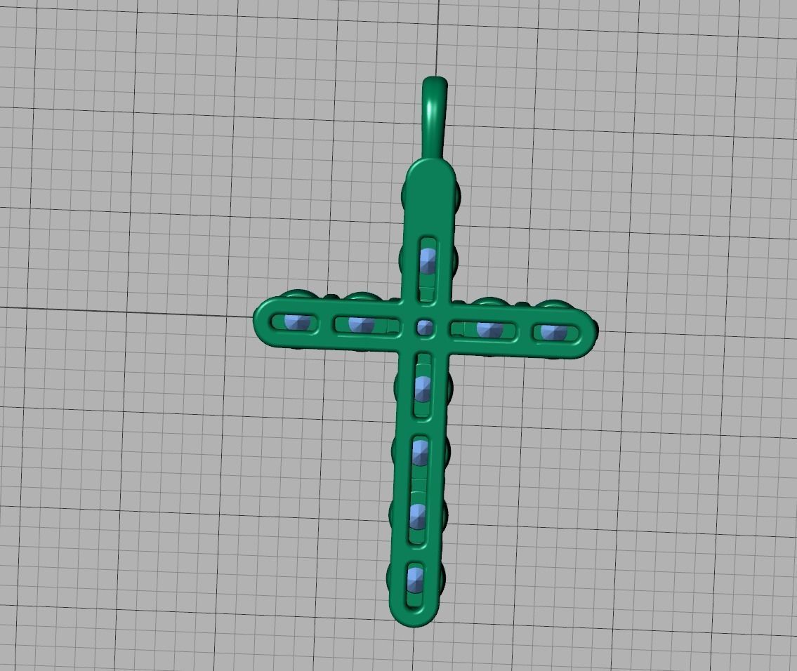 Diamond Cross Necklace with 3mm stones setting  1CT TW 3D print model_20