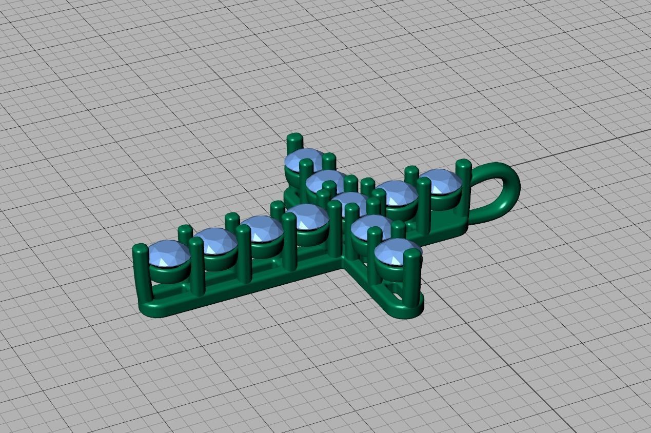 Diamond Cross Necklace with 3mm stones setting  1CT TW 3D print model_17