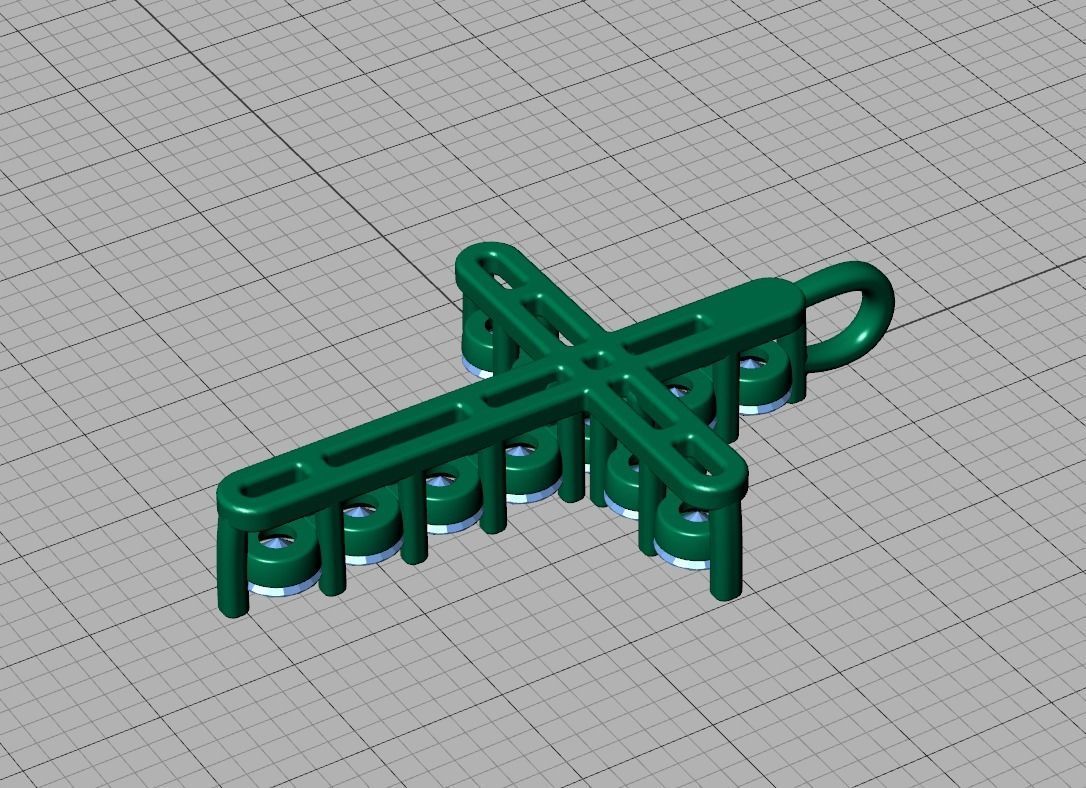 Diamond Cross Necklace with 3mm stones setting  1CT TW 3D print model_19