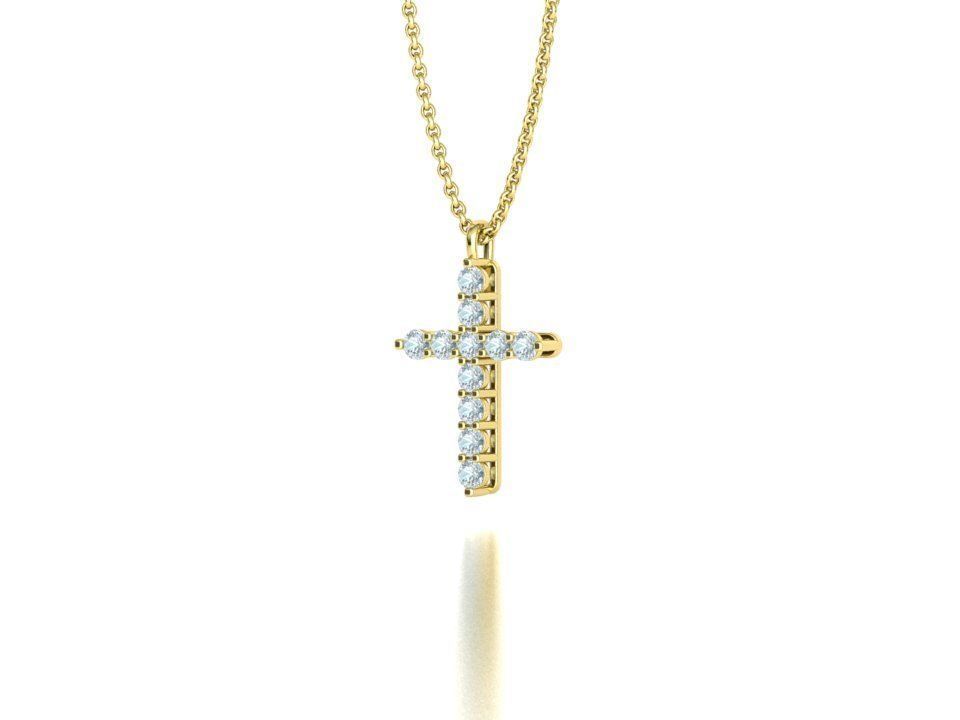 Diamond Cross Necklace with 3mm stones setting  1CT TW 3D print model_27