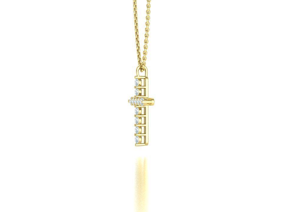 Diamond Cross Necklace with 3mm stones setting  1CT TW 3D print model_30
