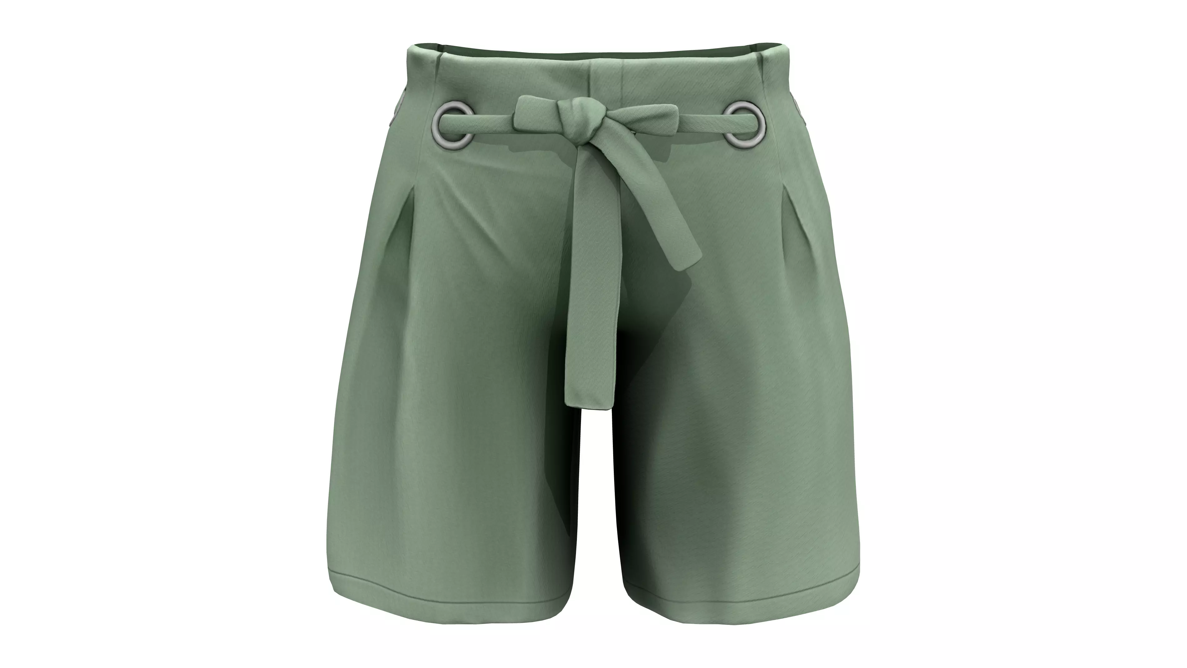 Khaki Green Font Tie Drawstrings Summer Shorts Low-poly 3D model
