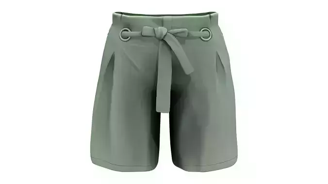Khaki Green Font Tie Drawstrings Summer Shorts