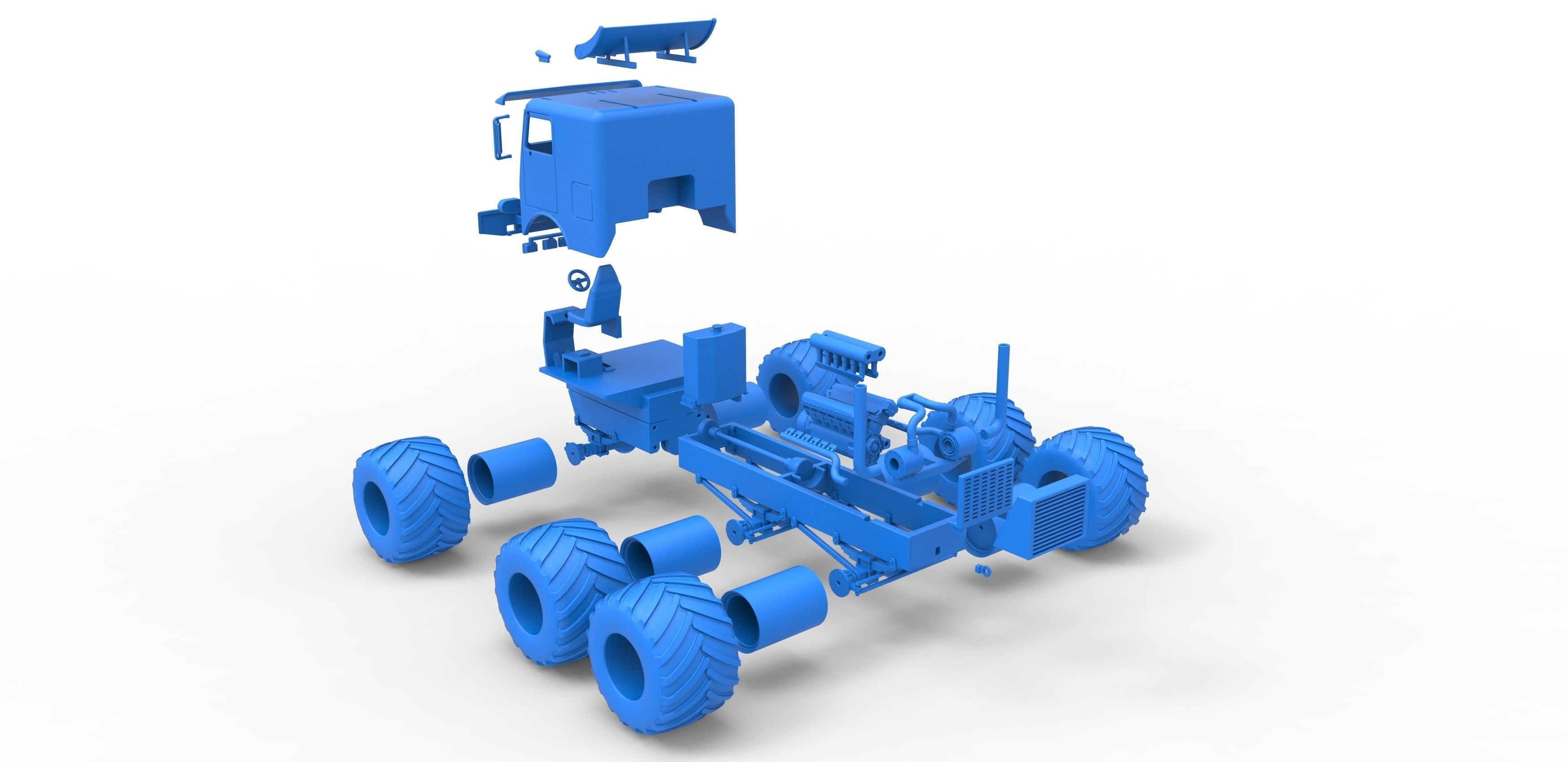 Monster truck 6x6 Scale 1 to 25 3D print model_35