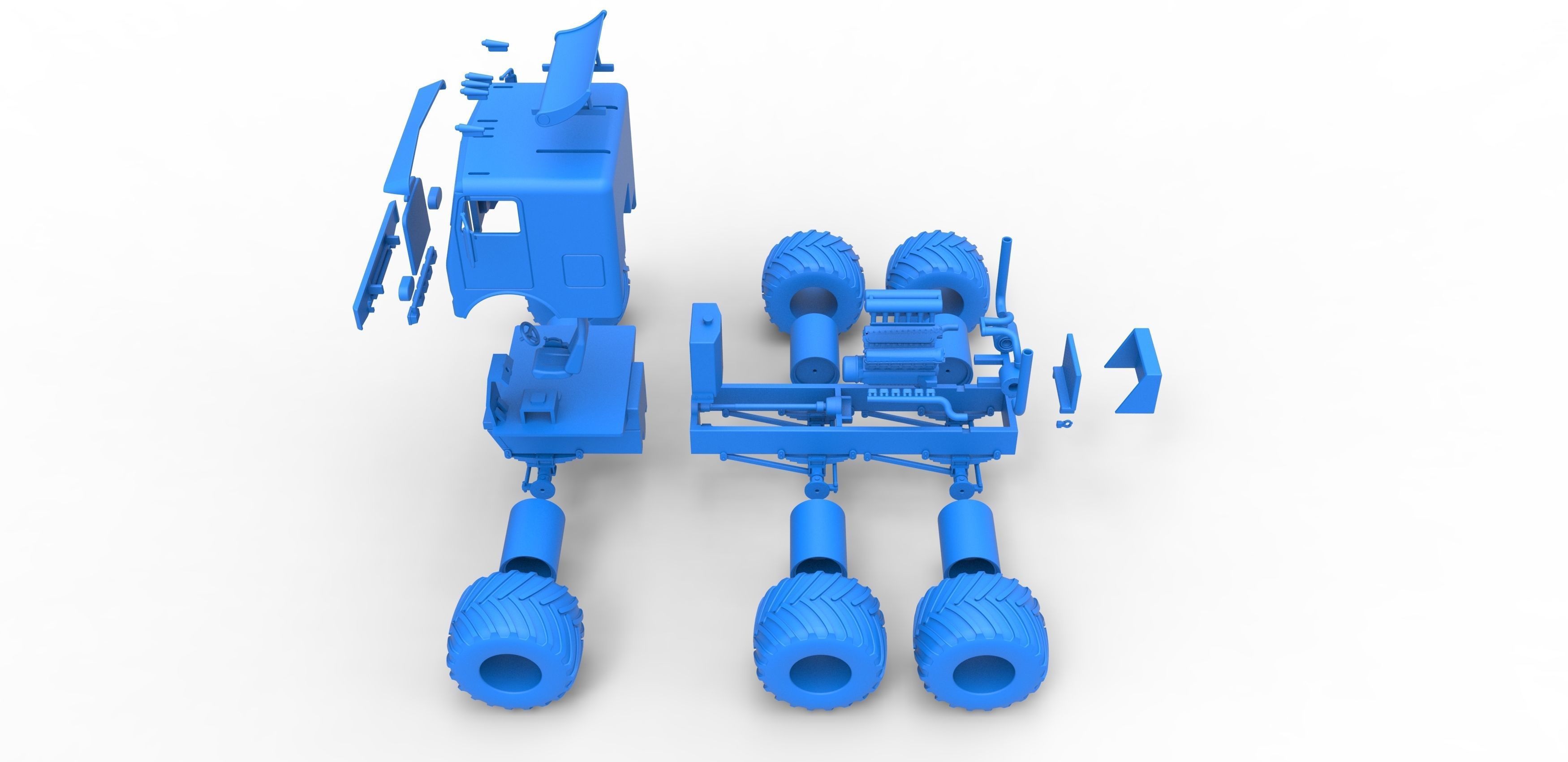 Monster truck 6x6 Scale 1 to 25 3D print model_34
