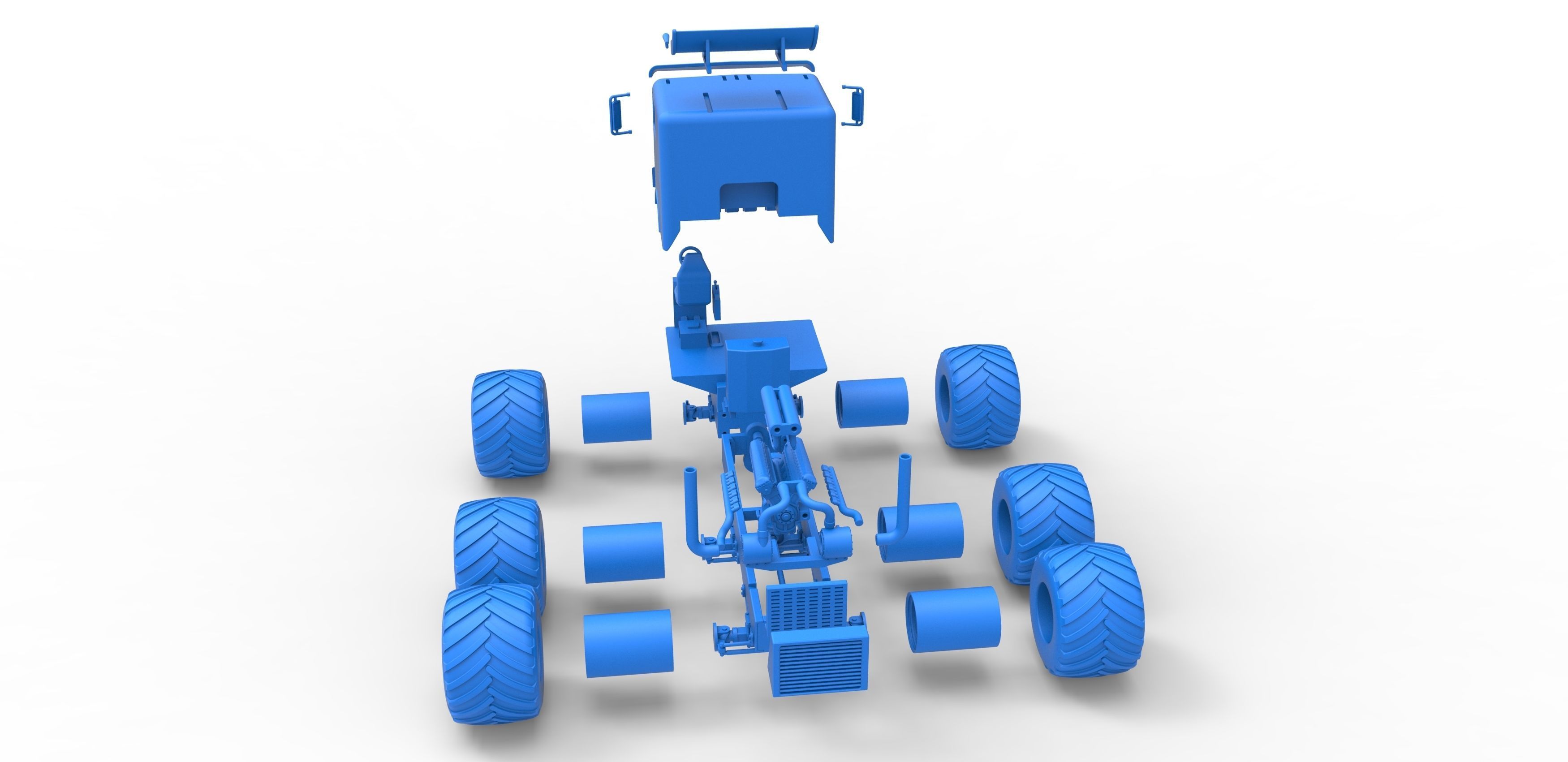 Monster truck 6x6 Scale 1 to 25 3D print model_36