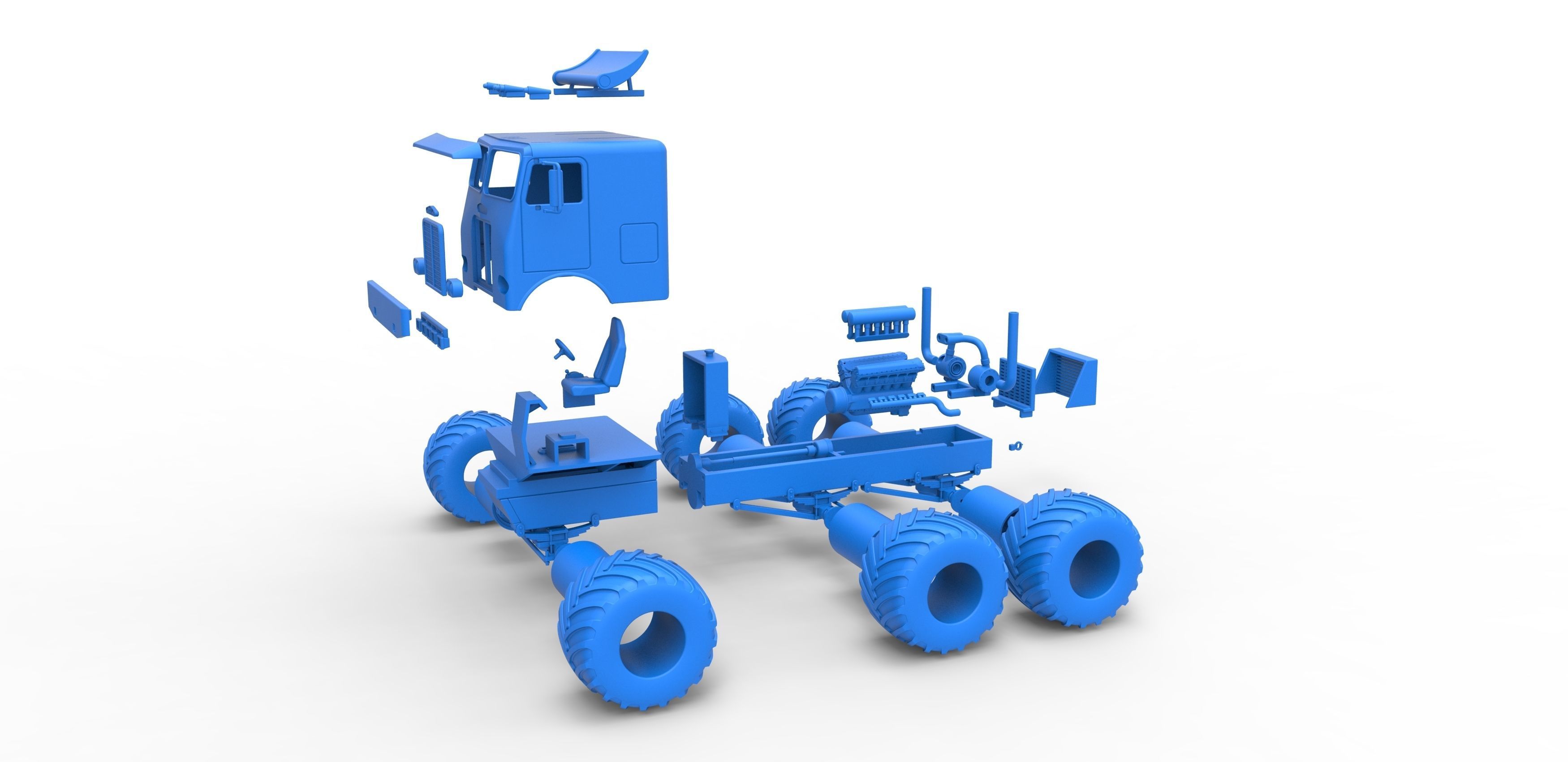 Monster truck 6x6 Scale 1 to 25 3D print model_29