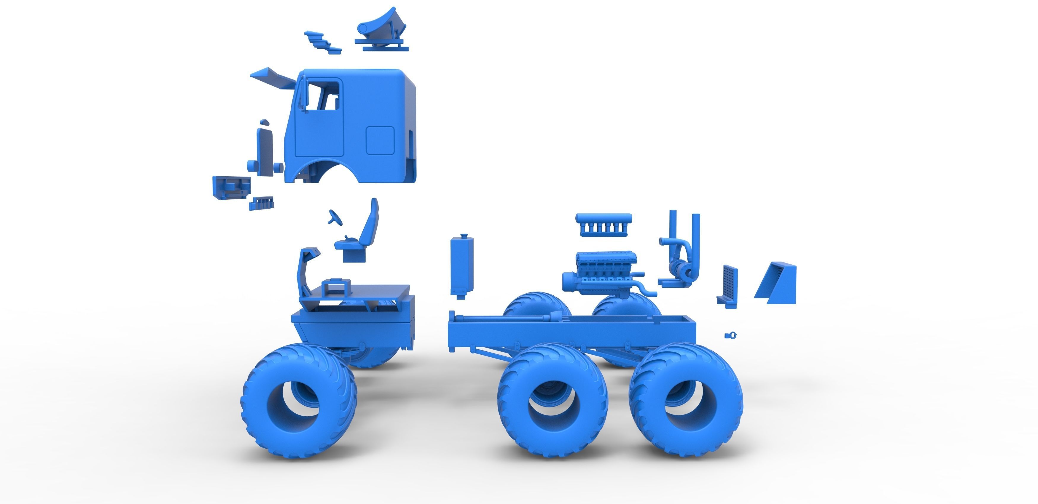 Monster truck 6x6 Scale 1 to 25 3D print model_33