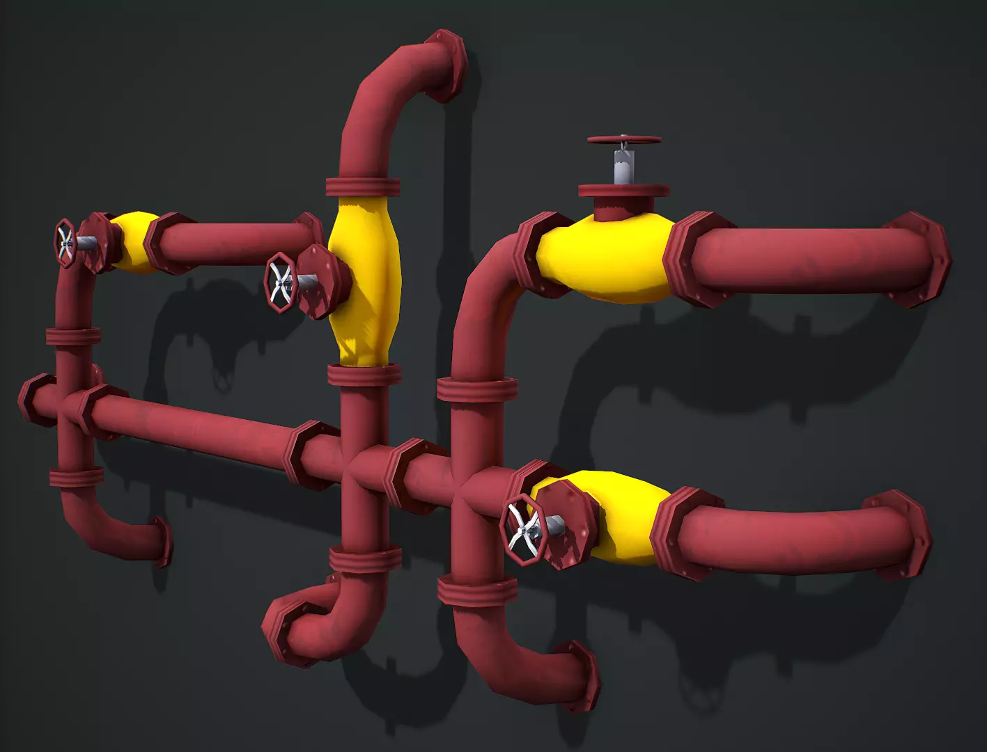 Industrial Pipes Modular - Low Poly Game Ready Low-poly 3D model_0