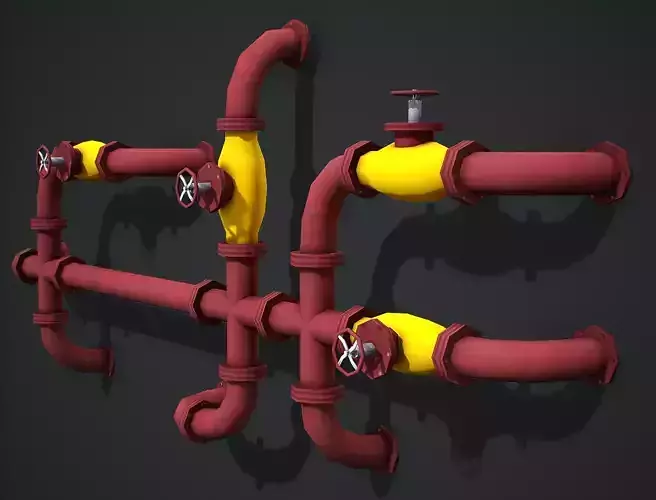 Industrial Pipes Modular - Low Poly Game Ready Low-poly 3D model