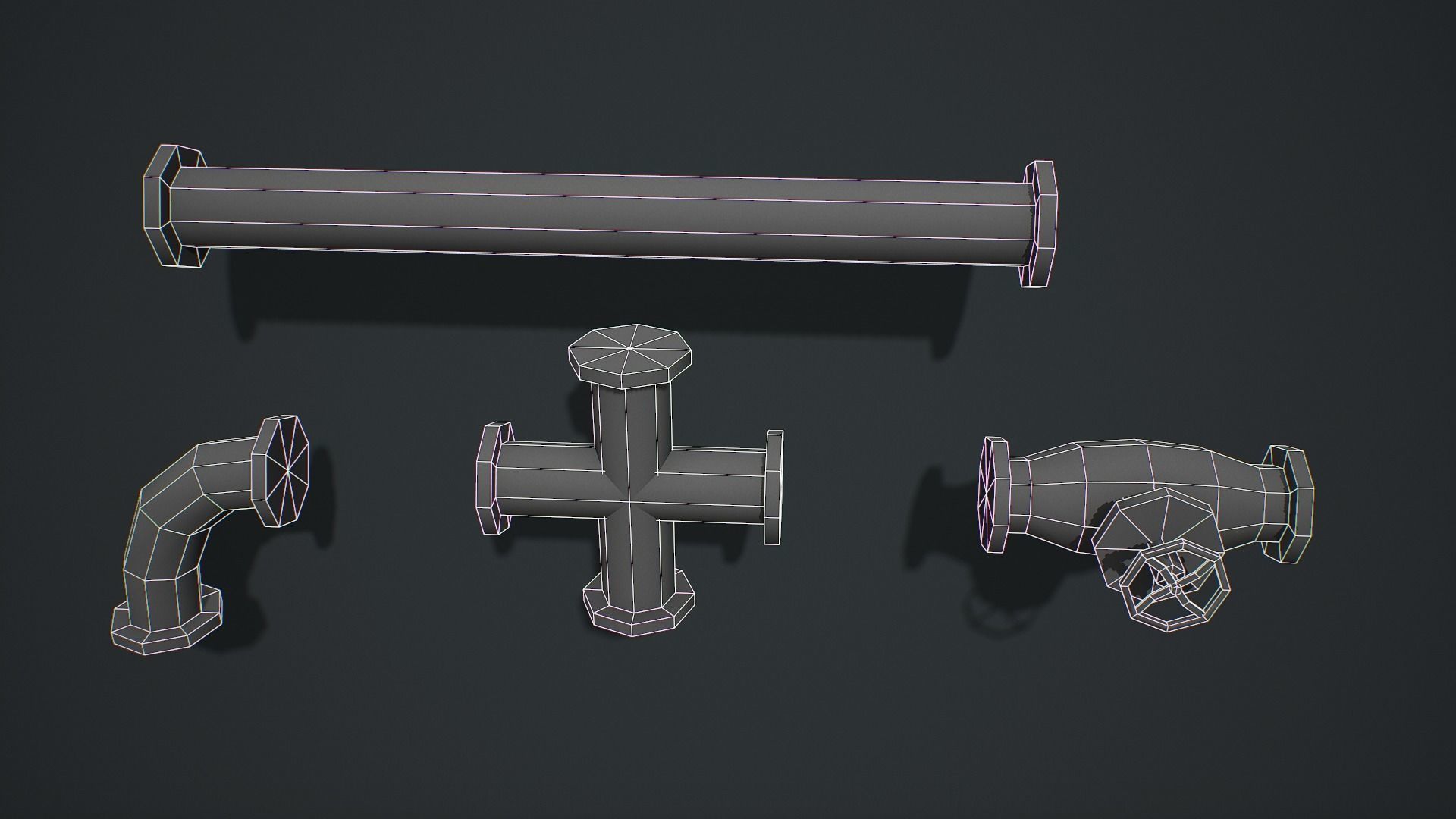 Industrial Pipes Modular - Low Poly Game Ready Low-poly 3D model_10