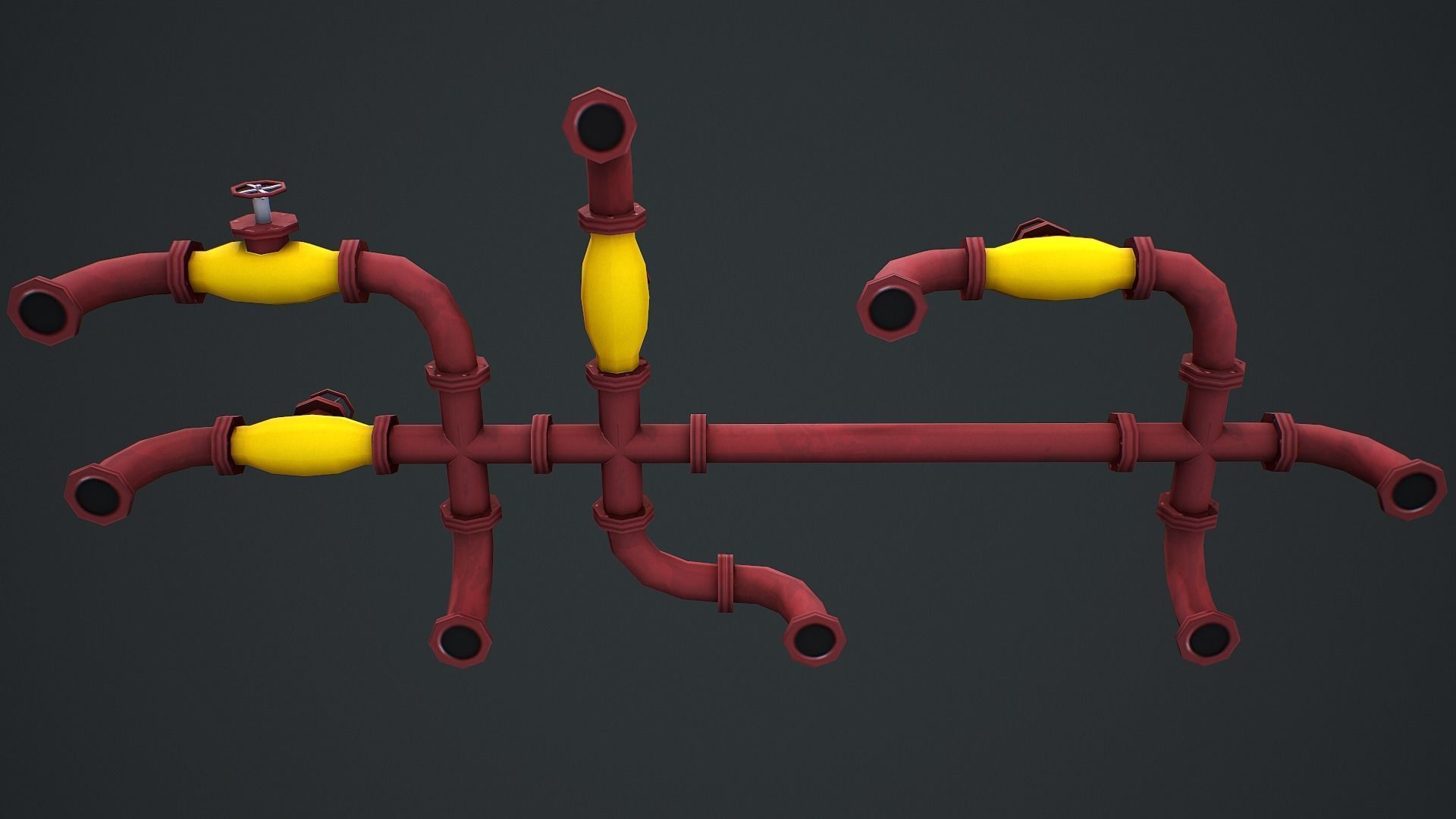 Industrial Pipes Modular - Low Poly Game Ready Low-poly 3D model_6