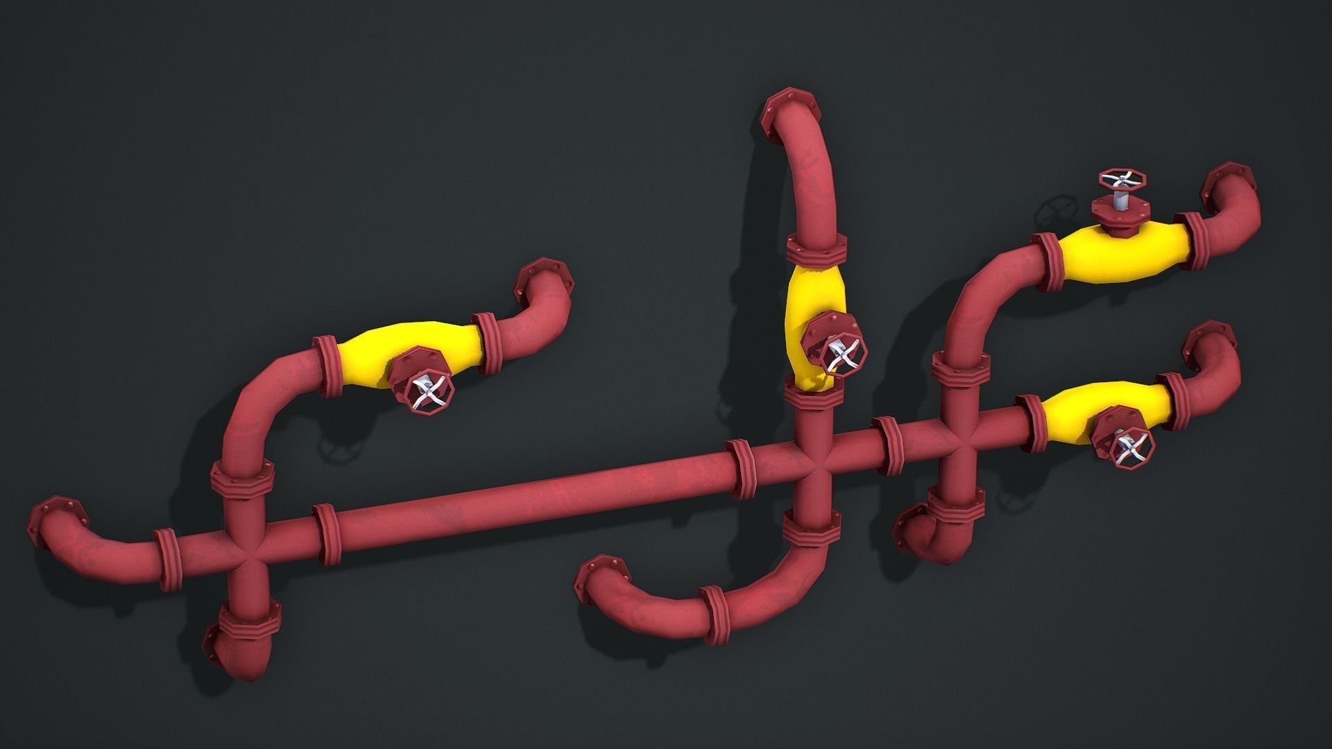 Industrial Pipes Modular - Low Poly Game Ready Low-poly 3D model_4