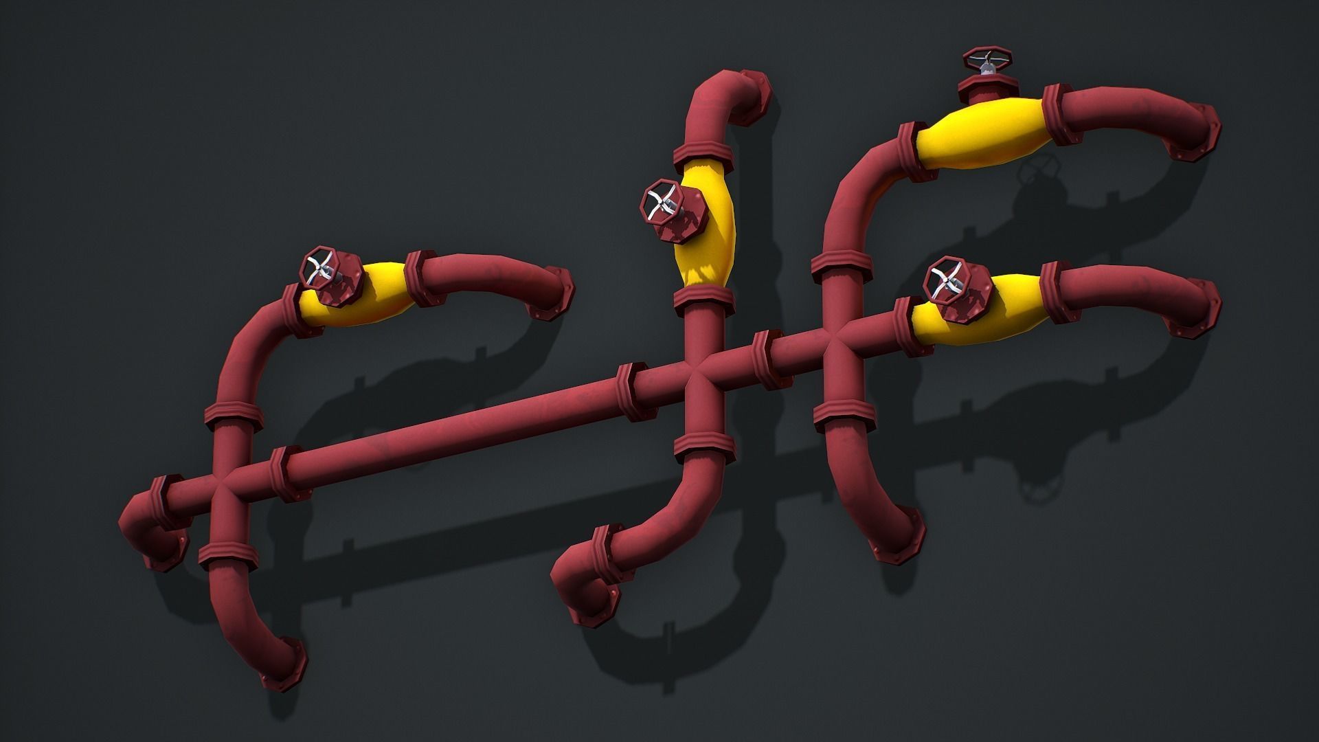 Industrial Pipes Modular - Low Poly Game Ready Low-poly 3D model_3