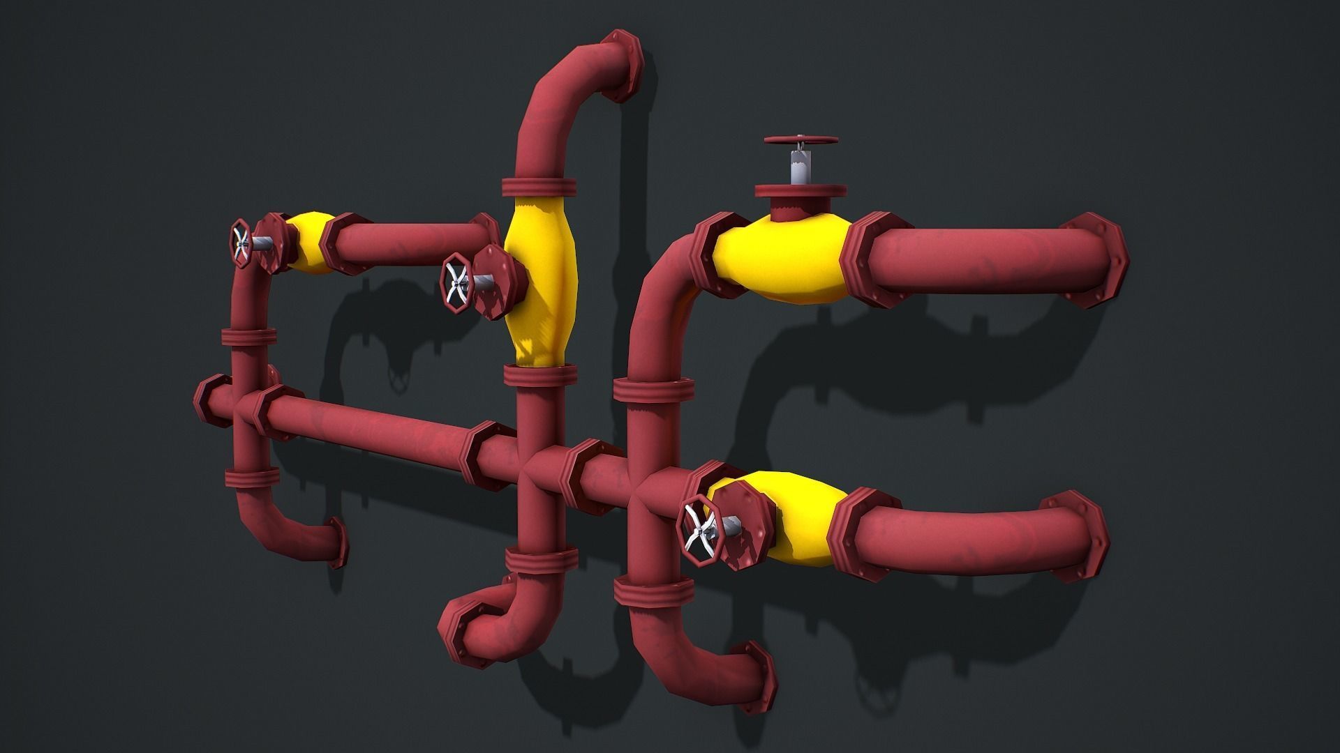 Industrial Pipes Modular - Low Poly Game Ready Low-poly 3D model_1
