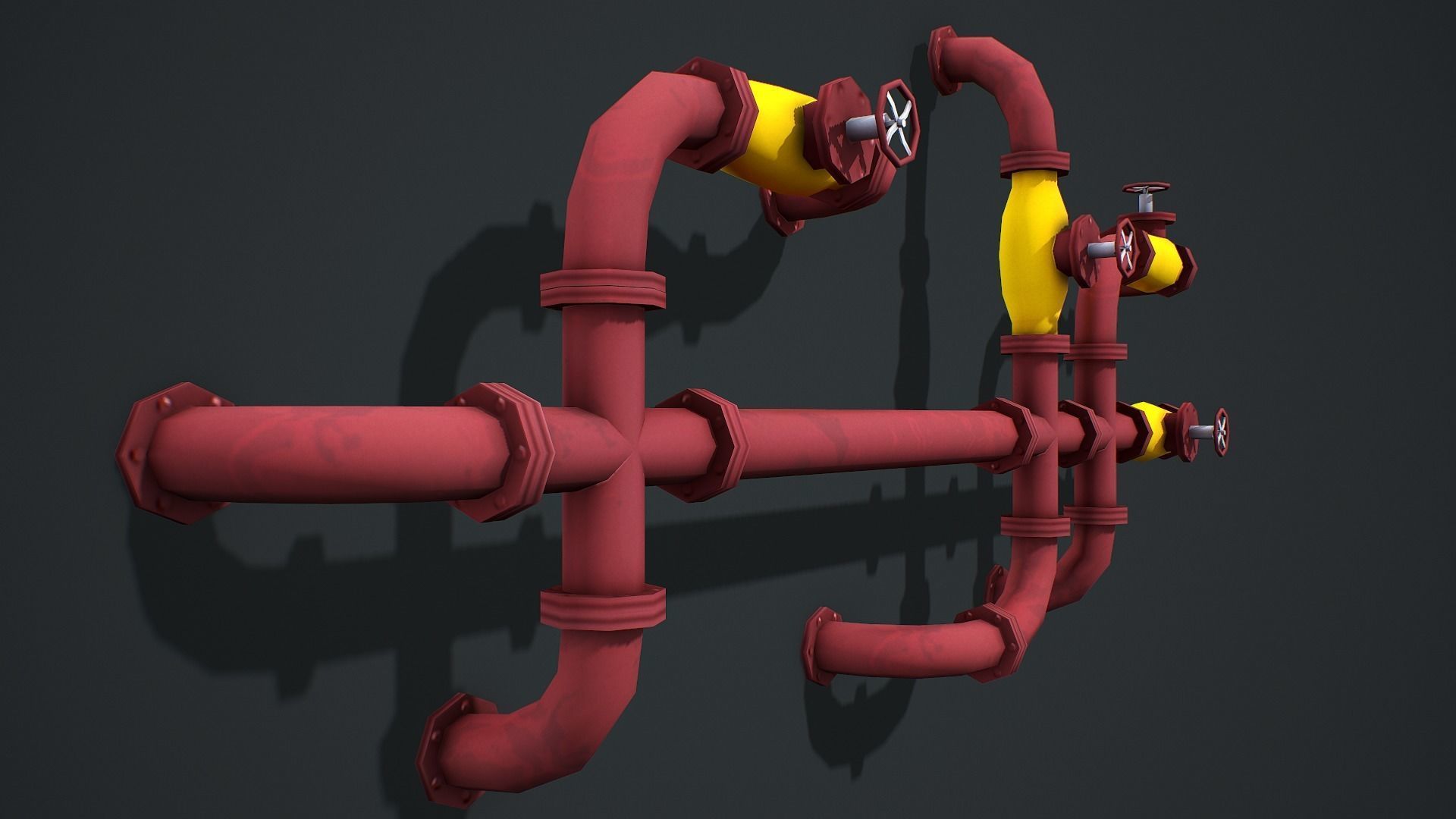 Industrial Pipes Modular - Low Poly Game Ready Low-poly 3D model_5