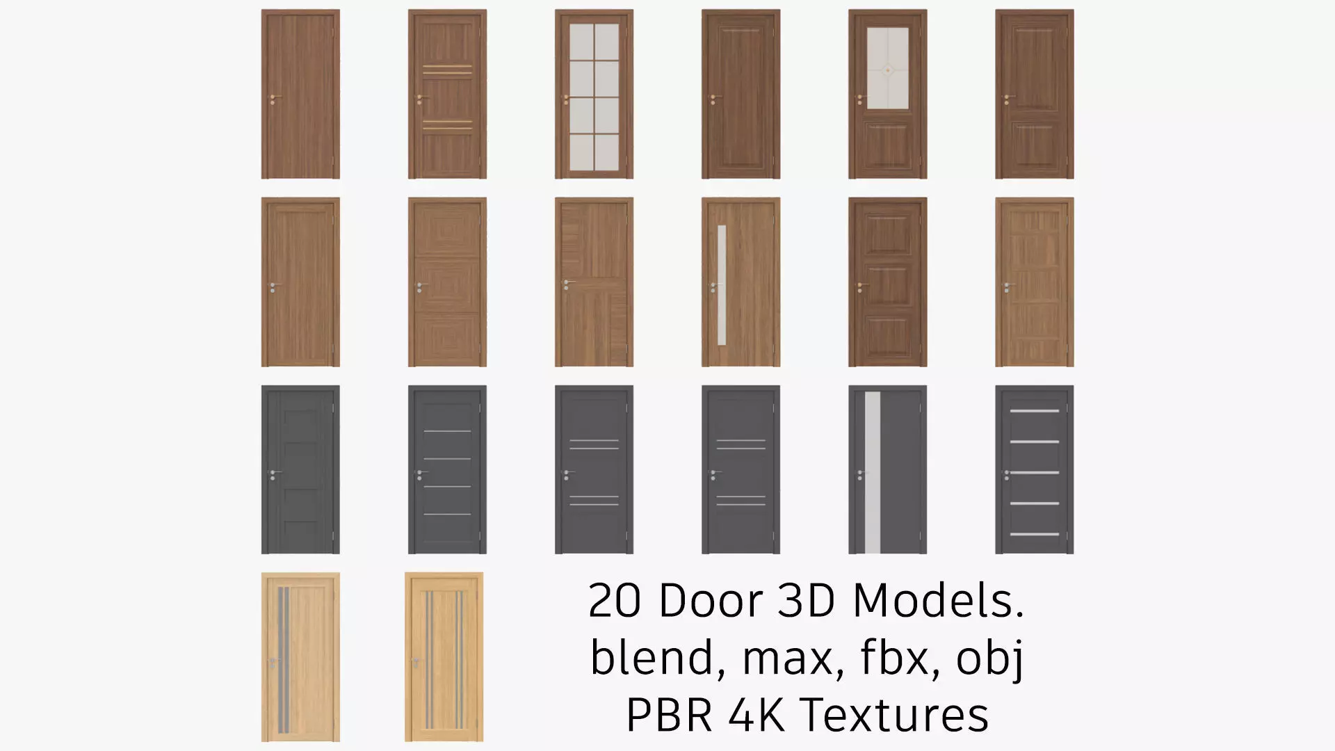 Wooden Interior Doors with Furniture 3D Model Collection_0