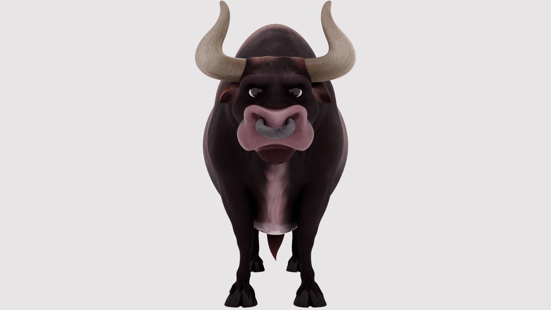 Bull 3D Model cartoon with big horns 3D model_1
