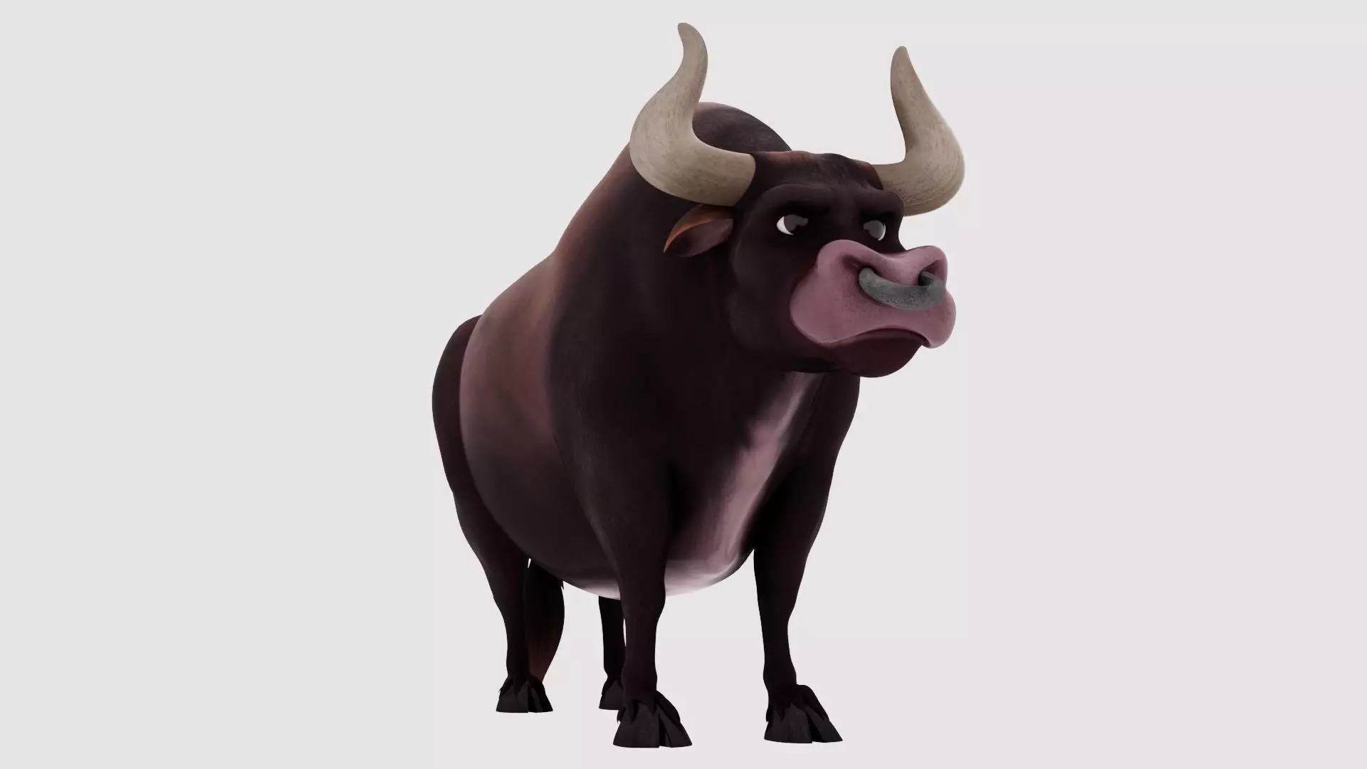 Bull 3D Model cartoon with big horns 3D model_0