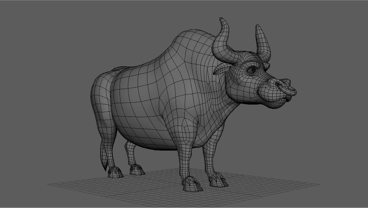 Bull 3D Model cartoon with big horns 3D model_8