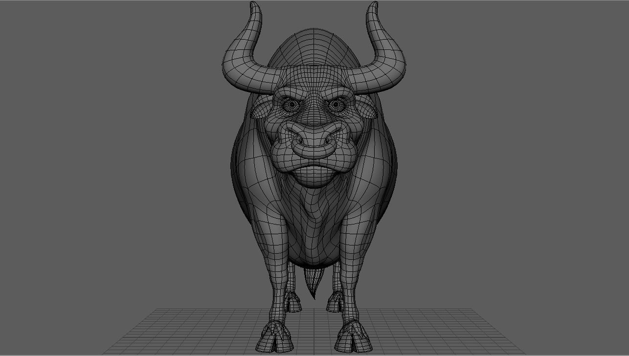 Bull 3D Model cartoon with big horns 3D model_7