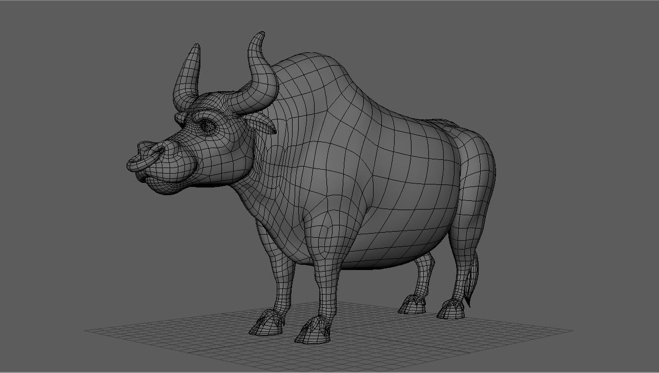 Bull 3D Model cartoon with big horns 3D model_6
