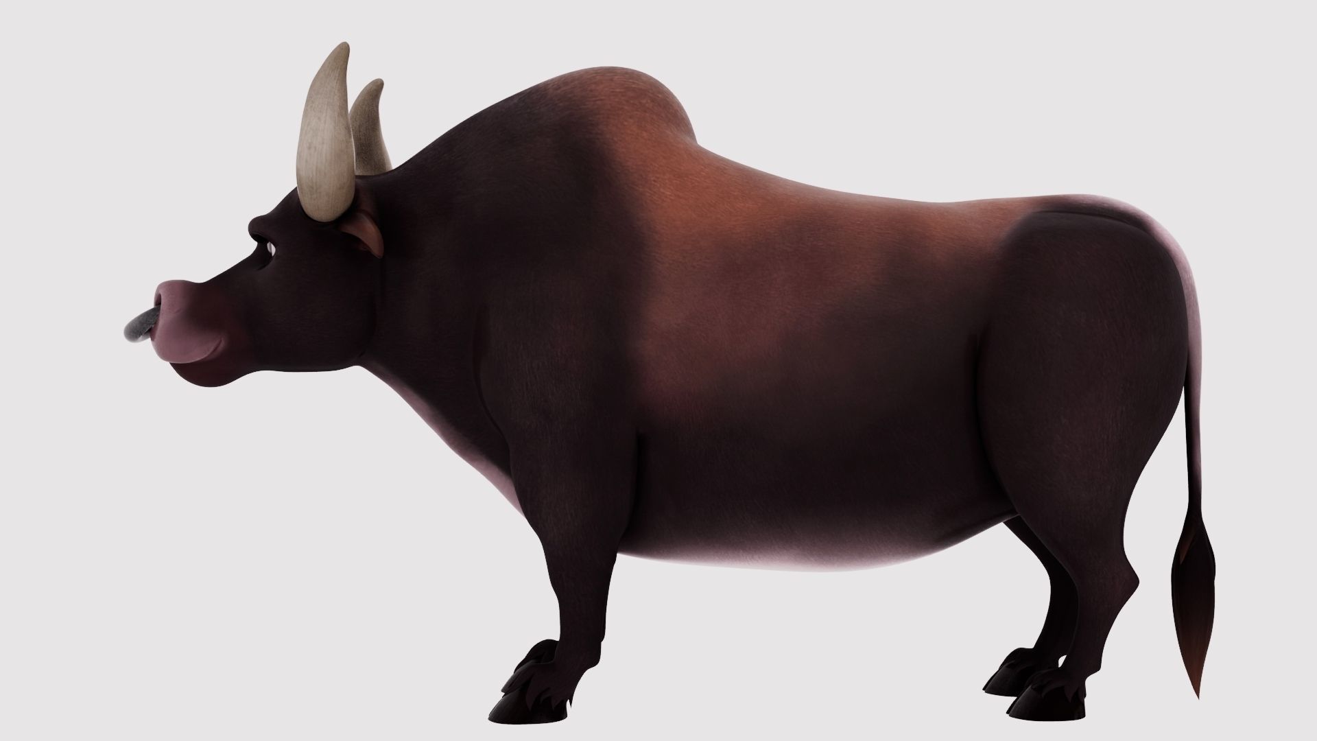 Bull 3D Model cartoon with big horns 3D model_2