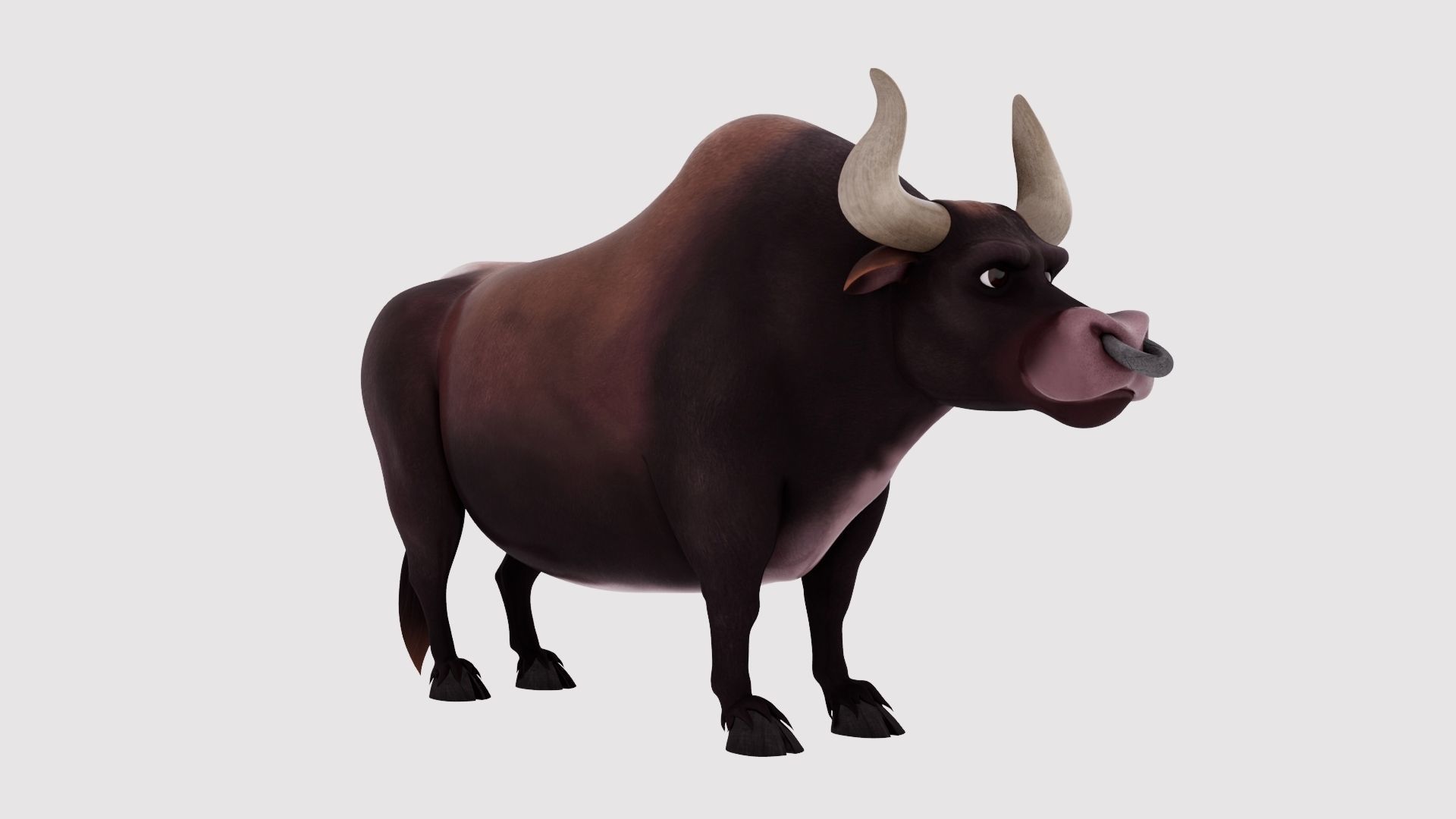 Bull 3D Model cartoon with big horns 3D model_4