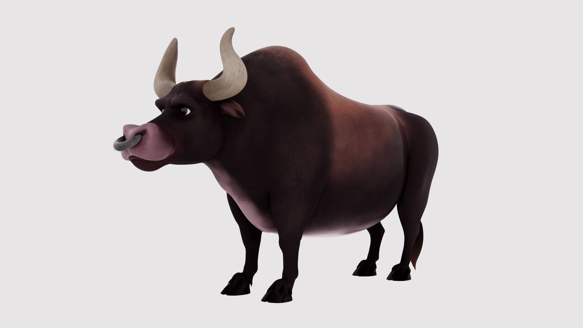 Bull 3D Model cartoon with big horns 3D model_3