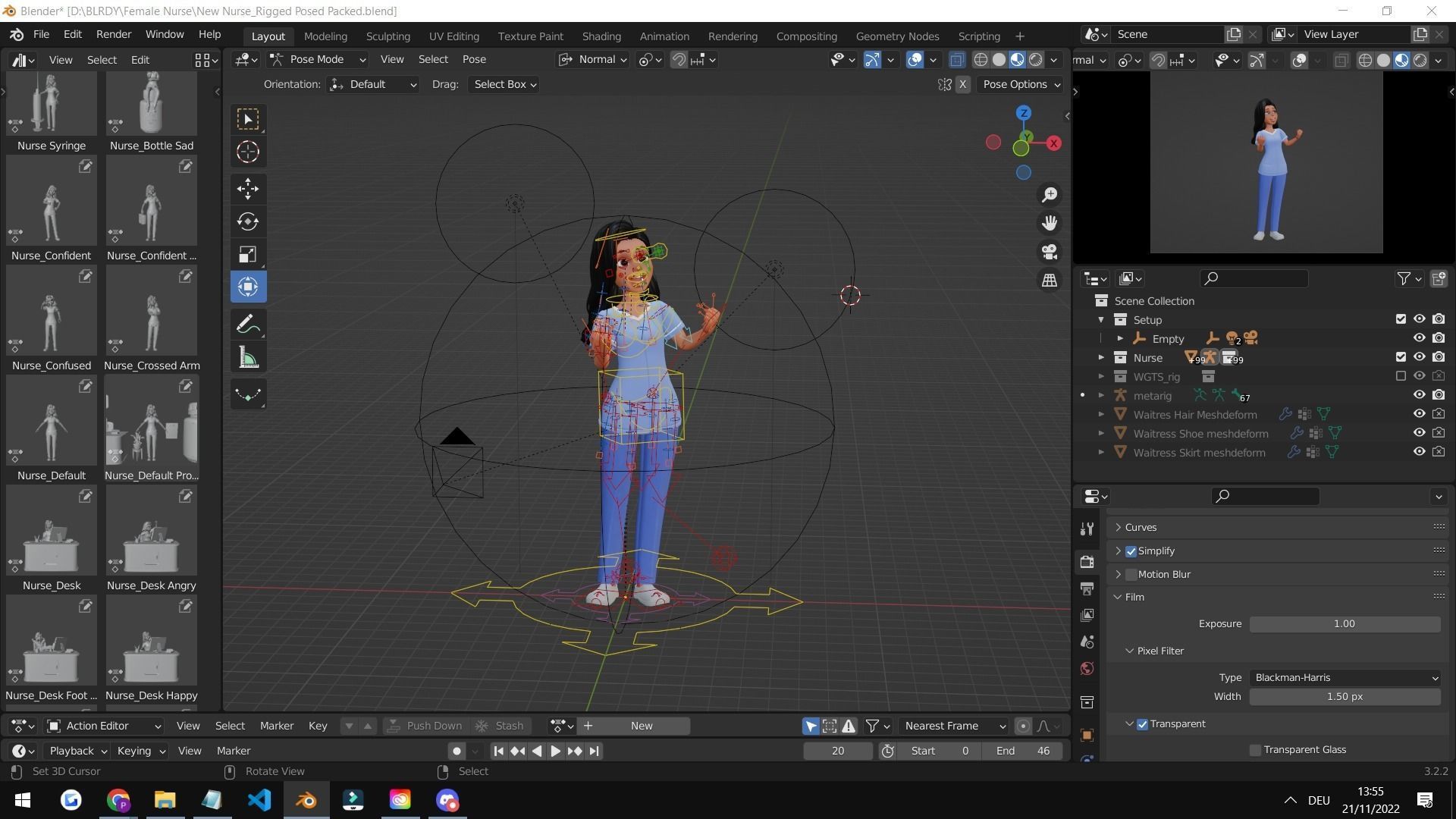 Nurse Cartoon Female Character Low-poly 3D model_36