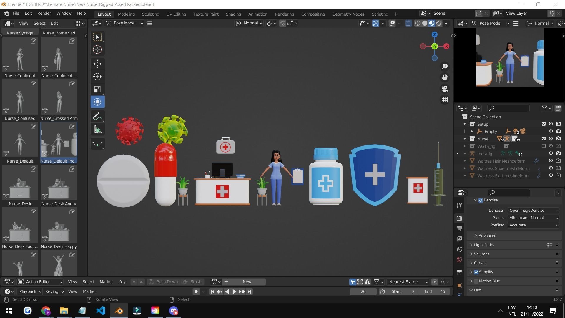 Nurse Cartoon Female Character Low-poly 3D model_15