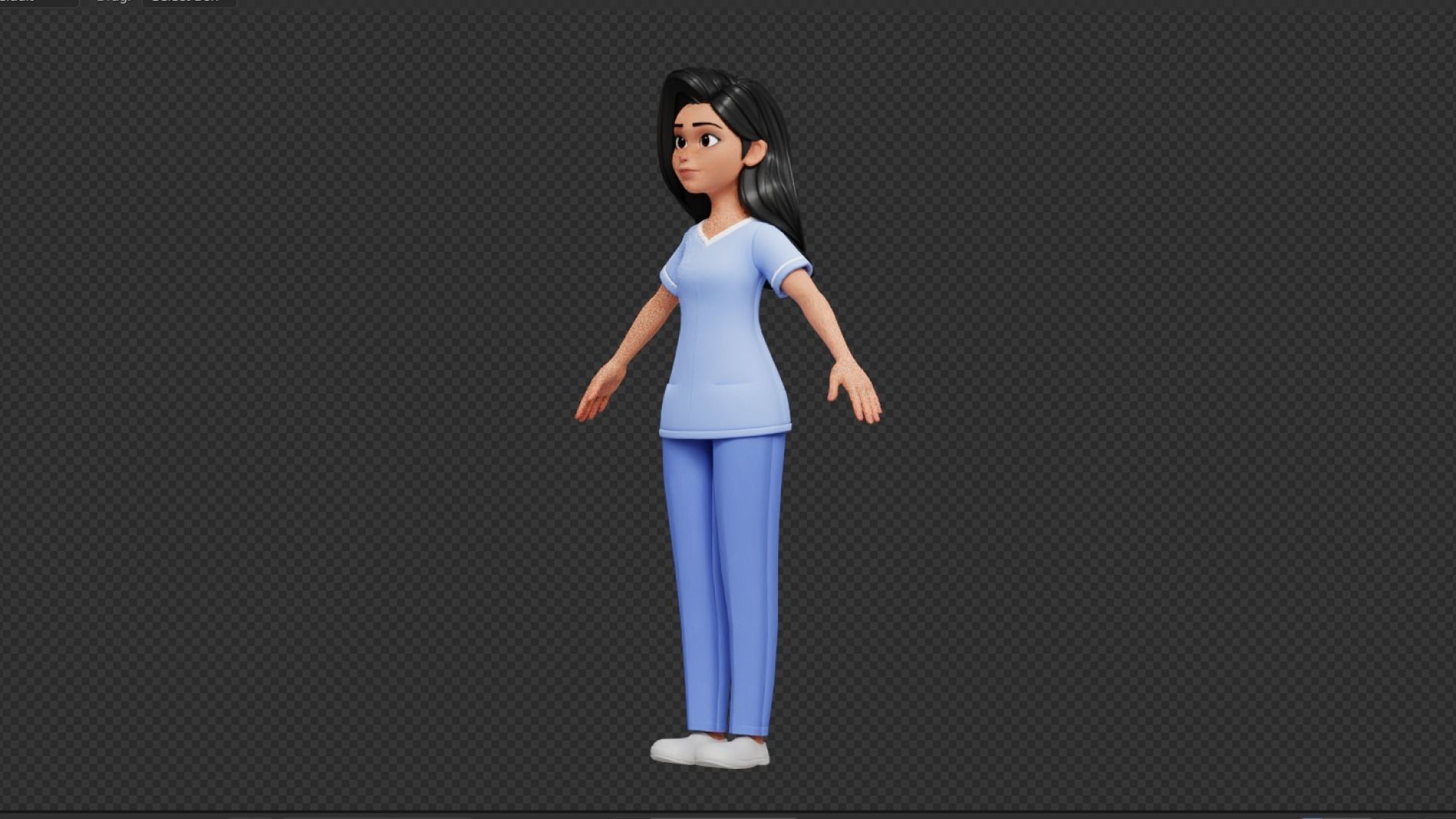 Nurse Cartoon Female Character Low-poly 3D model_26