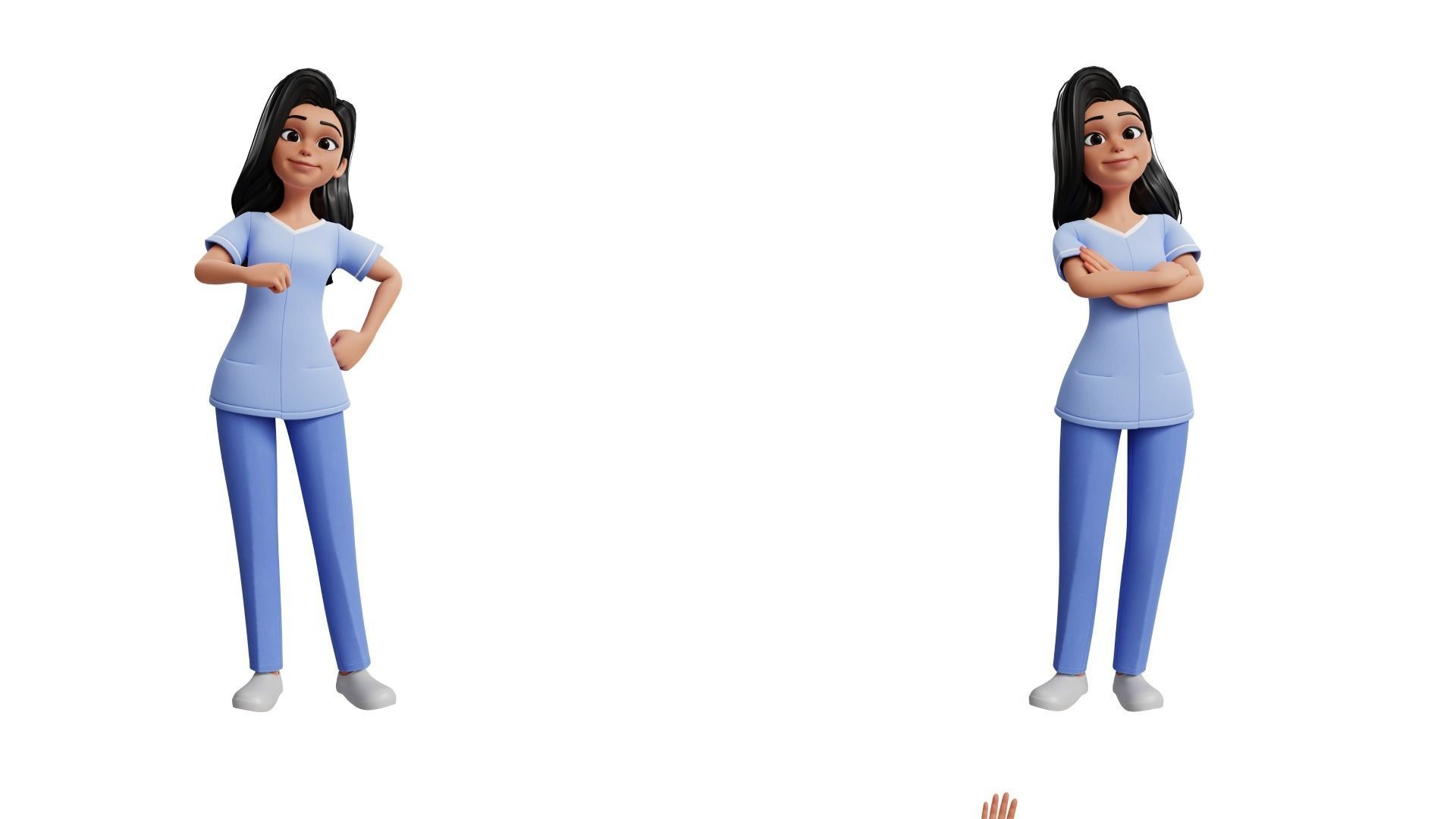 Nurse Cartoon Female Character Low-poly 3D model_8