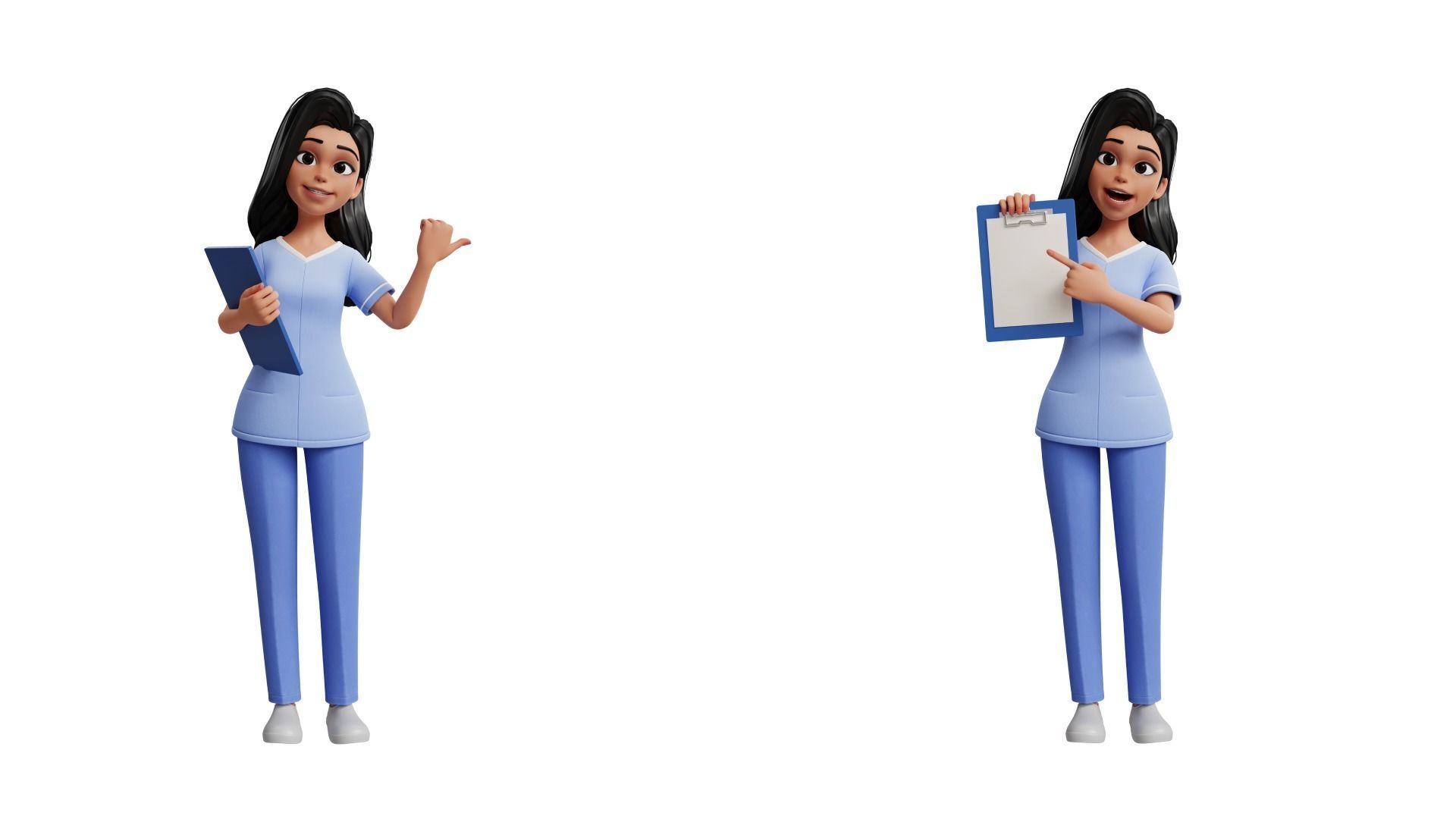 Nurse Cartoon Female Character Low-poly 3D model_13