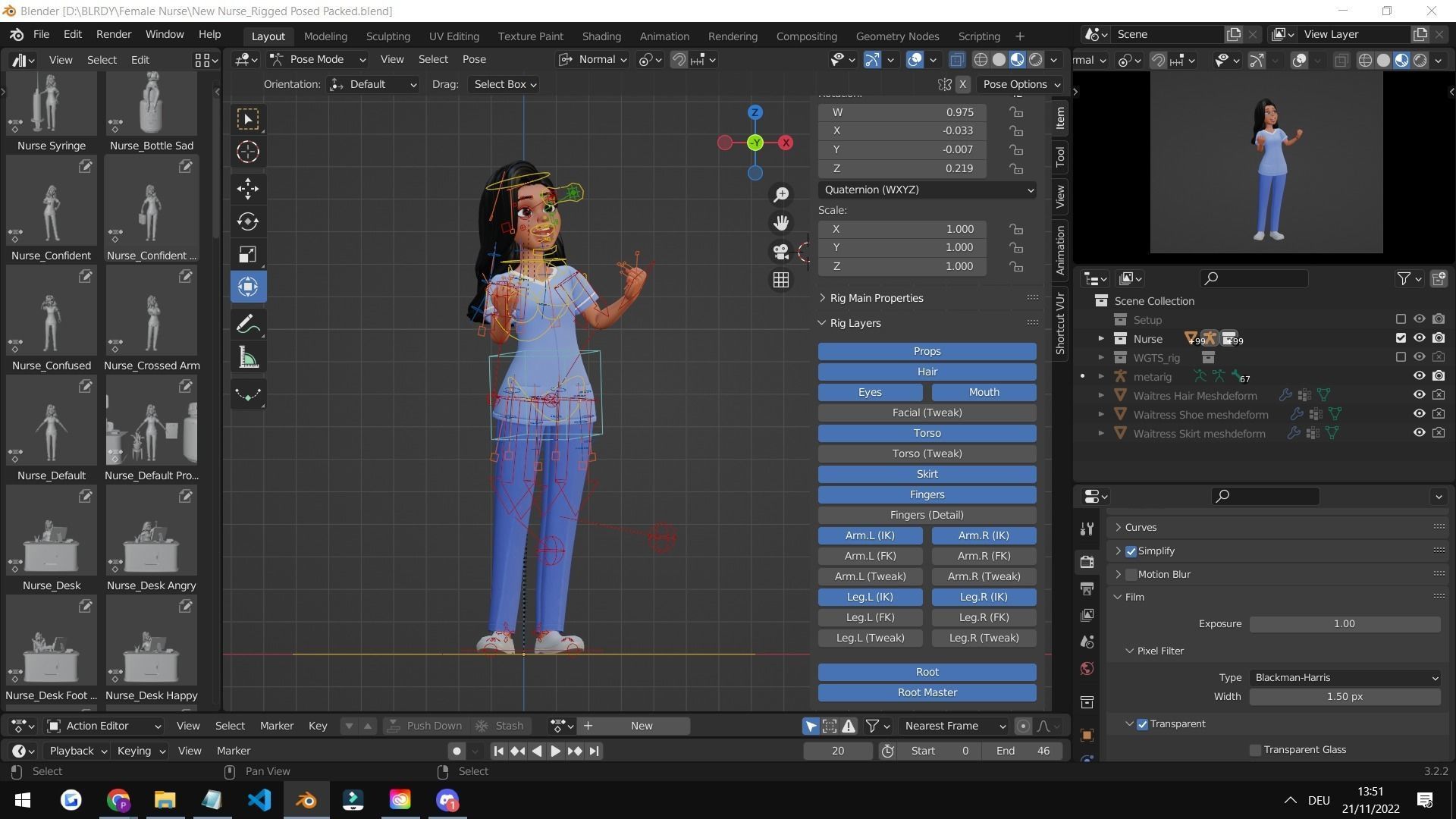 Nurse Cartoon Female Character Low-poly 3D model_4