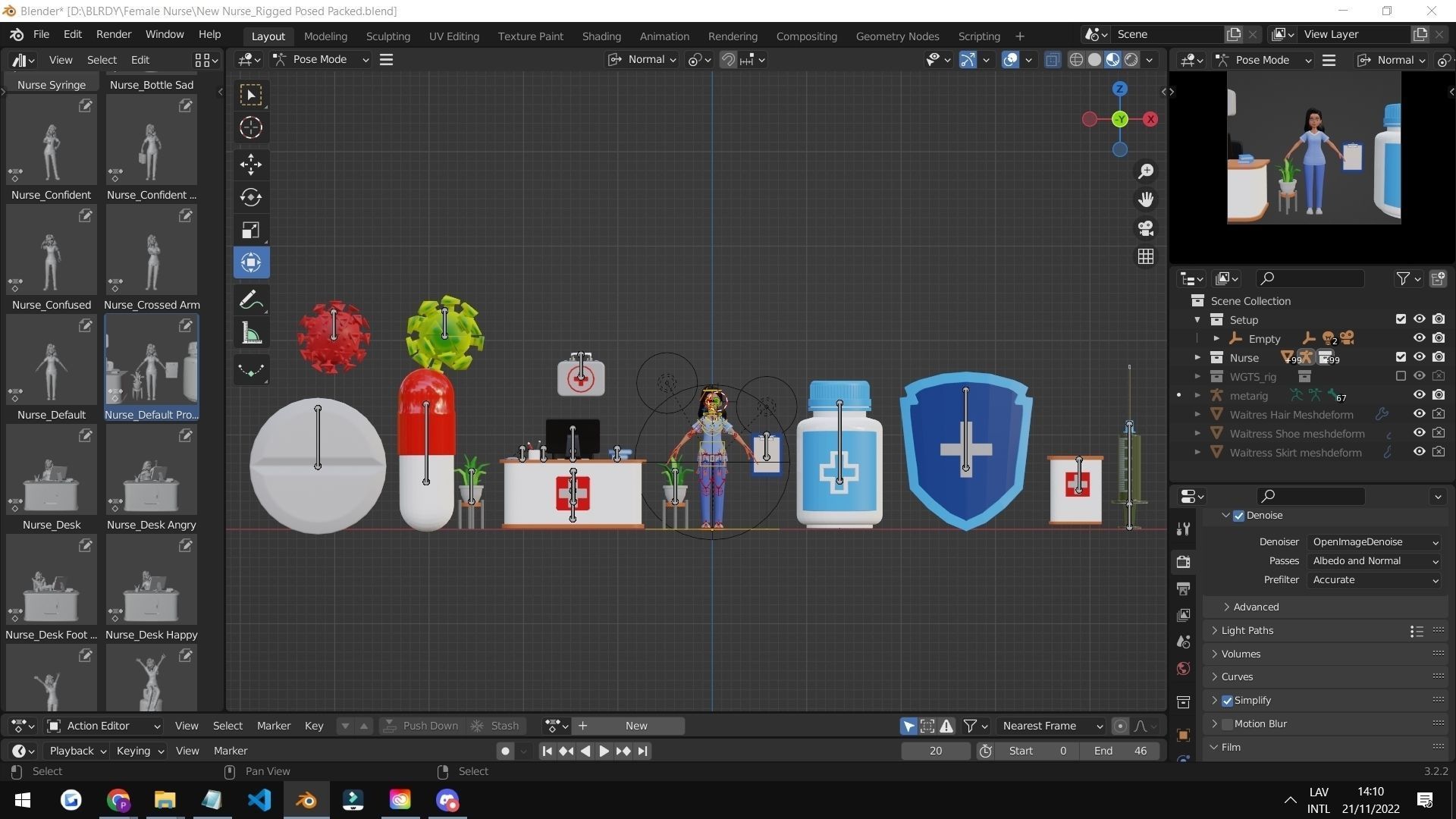 Nurse Cartoon Female Character Low-poly 3D model_2